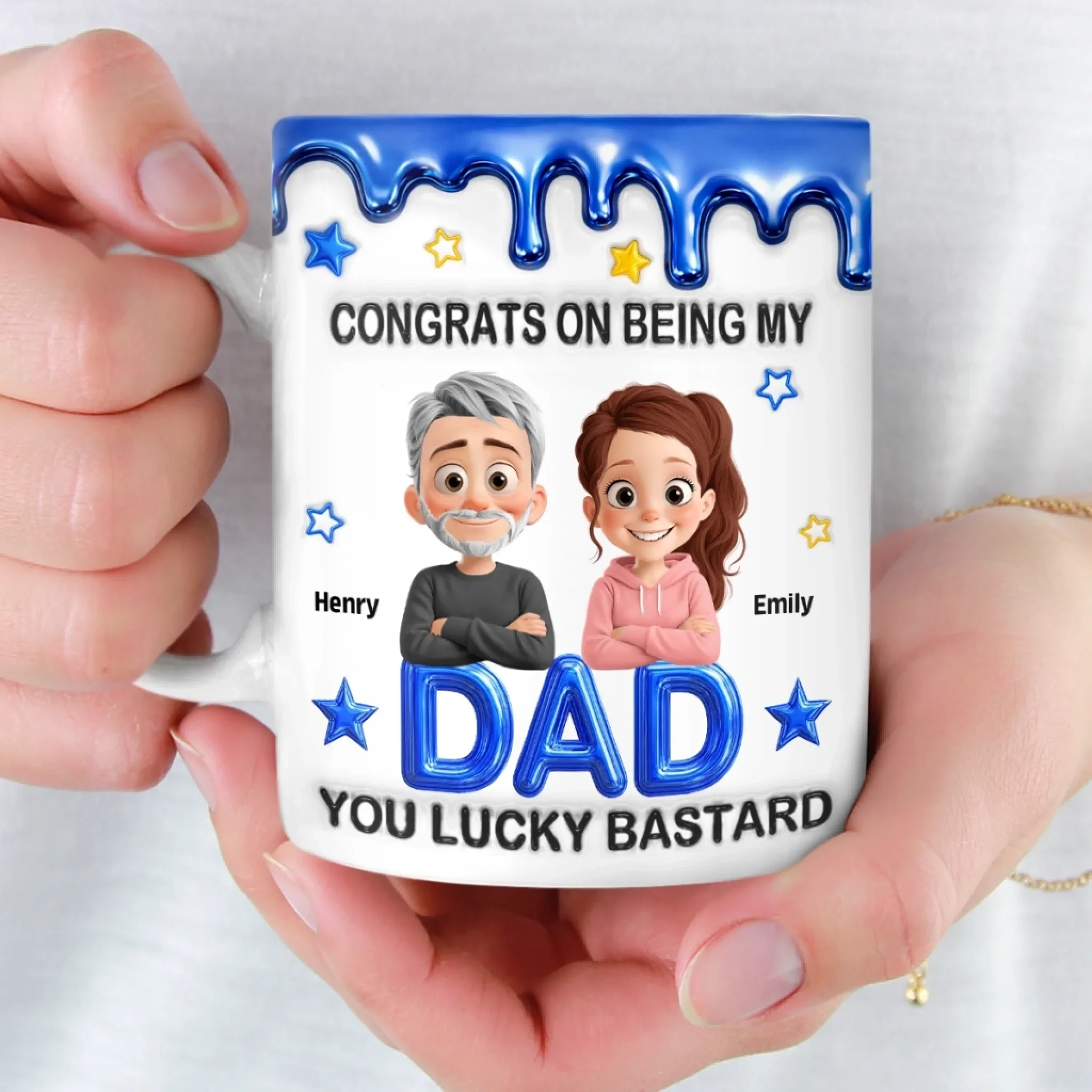Custom 3D Inflated Effect Printed Mug - Personalized Birthday Gifts For Dad, Son, Daughter - Congrats On Being My Dad - Image 5
