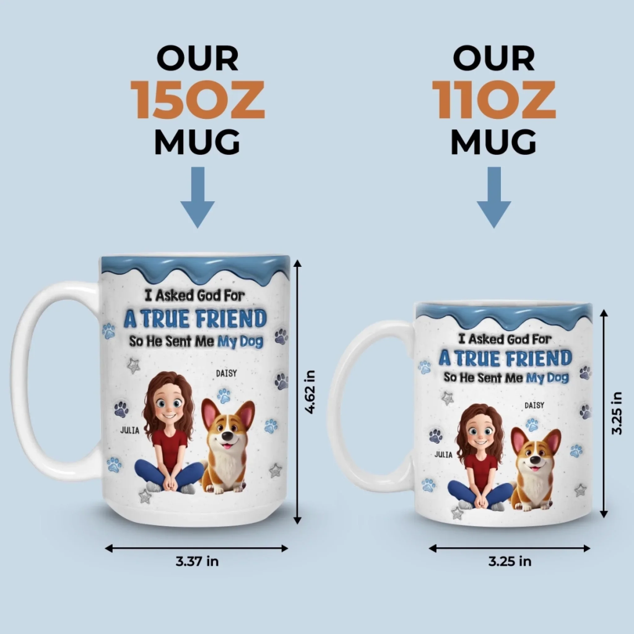 Custom 3D Inflated Effect Printed Mug - Personalized Birthday Gifts For Dog Lovers, Dog Dad And Mom - A Blessing With A Wagging Tail - Image 7