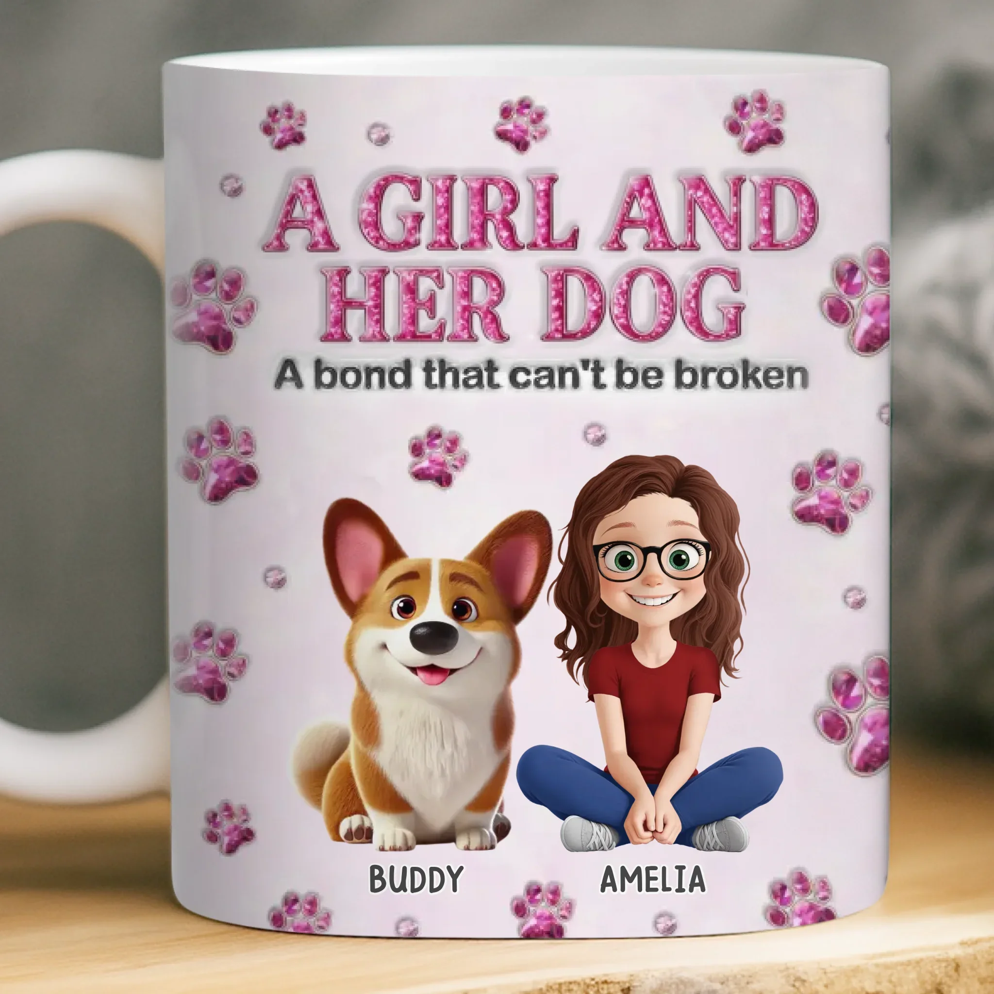 Custom 3D Inflated Effect Printed Mug - Personalized Birthday Gifts For Dog Lovers, Dog Dad And Mom - Best Friends For Life - Image 3