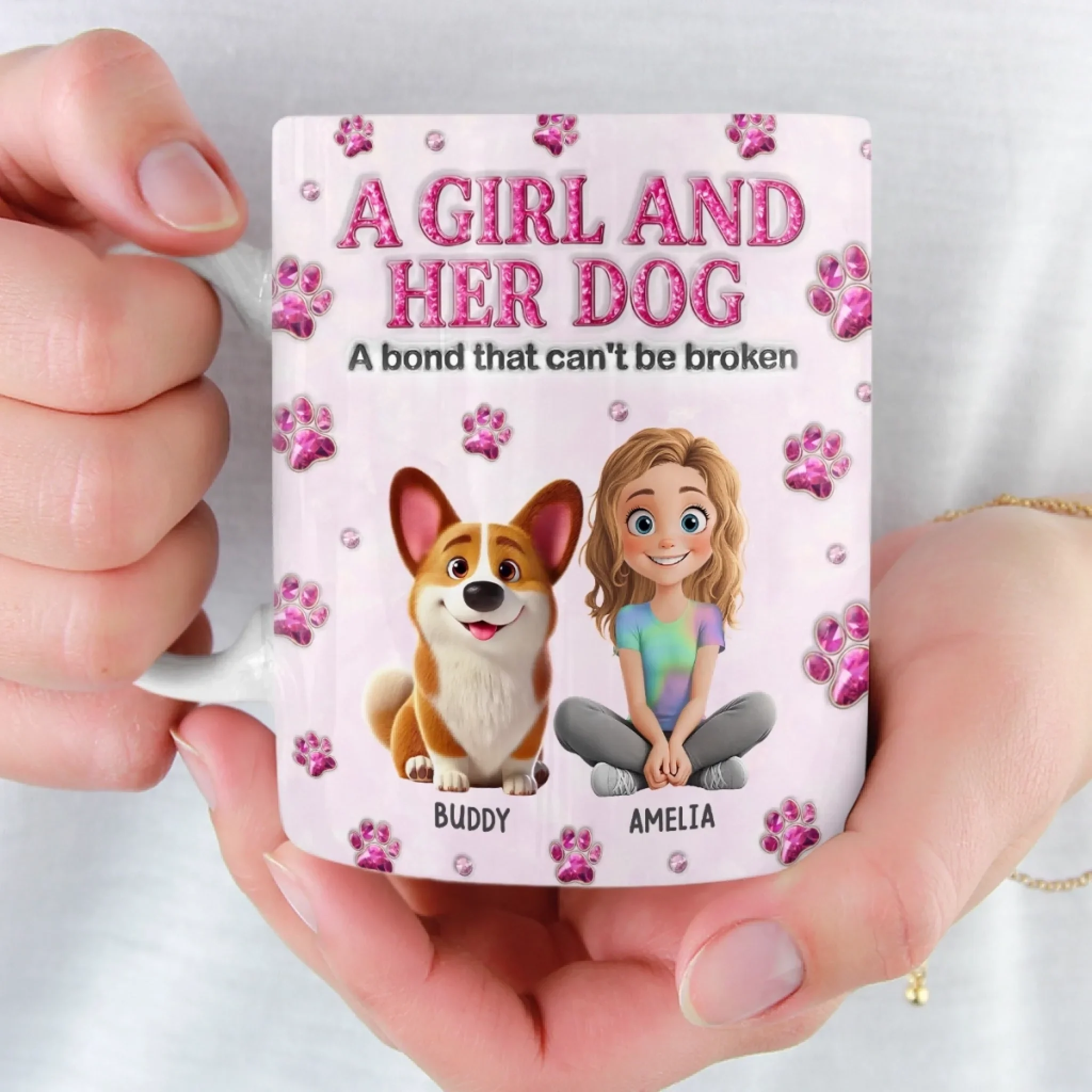 Custom 3D Inflated Effect Printed Mug - Personalized Birthday Gifts For Dog Lovers, Dog Dad And Mom - Best Friends For Life - Image 6