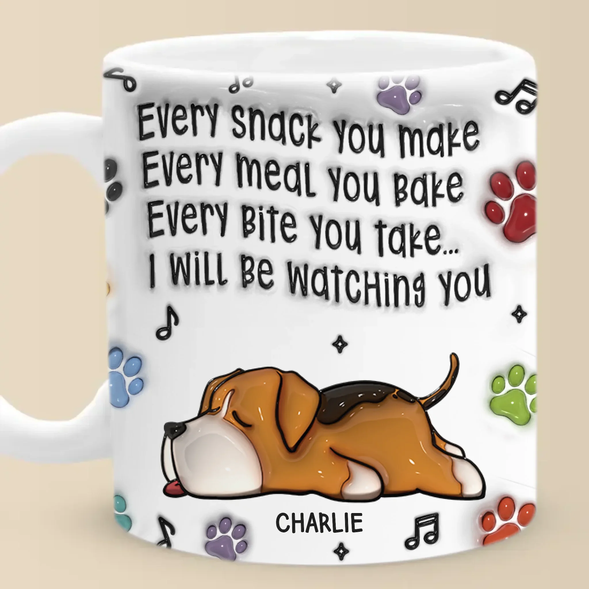 Custom 3D Inflated Effect Printed Mug - Personalized Birthday Gifts For Dog Lovers, Dog Dad And Mom - Canine Coffee Club President - Image 2