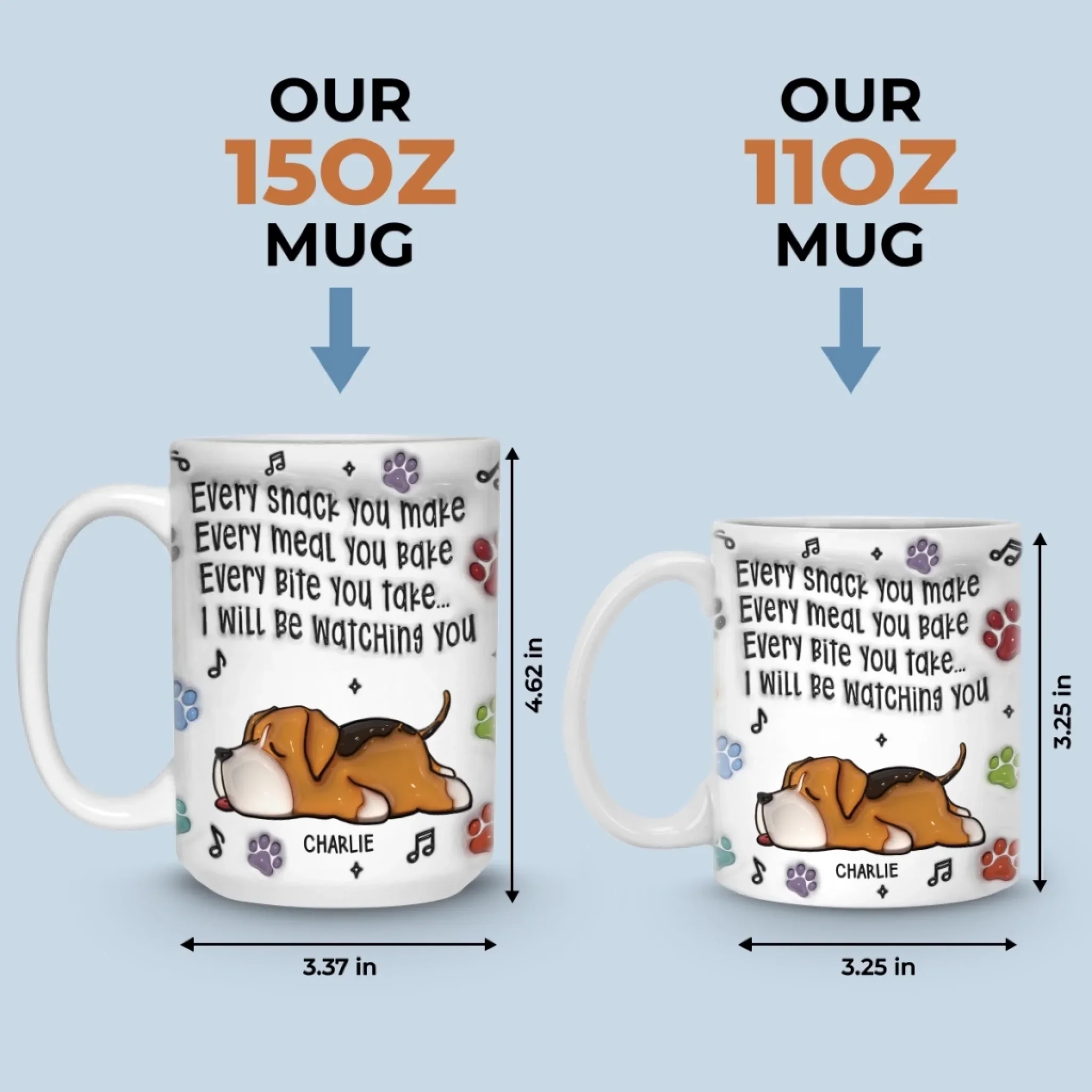 Custom 3D Inflated Effect Printed Mug - Personalized Birthday Gifts For Dog Lovers, Dog Dad And Mom - Canine Coffee Club President - Image 6