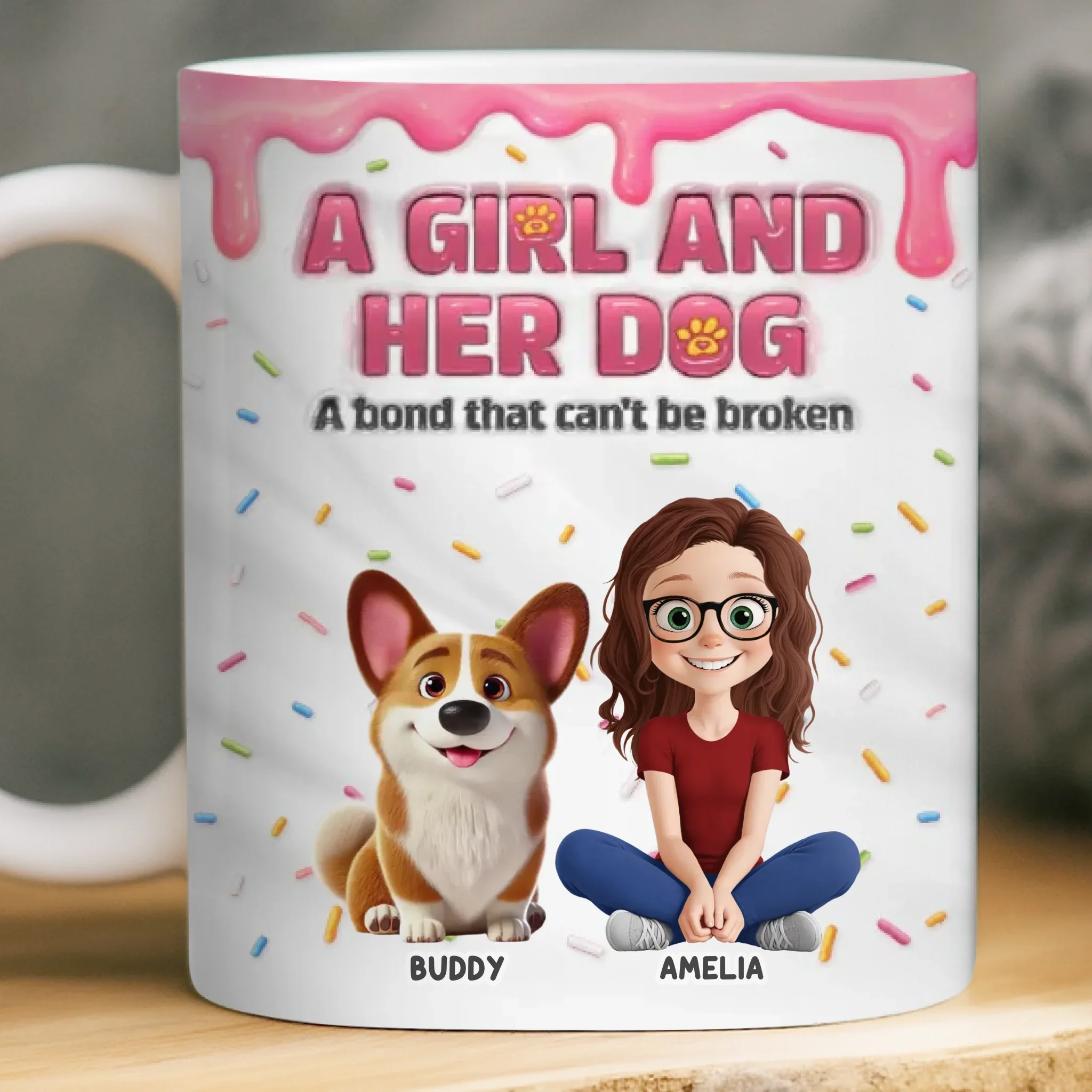 Custom 3D Inflated Effect Printed Mug - Personalized Birthday Gifts For Dog Lovers, Dog Dad And Mom - Her World, Her Dog - Image 2