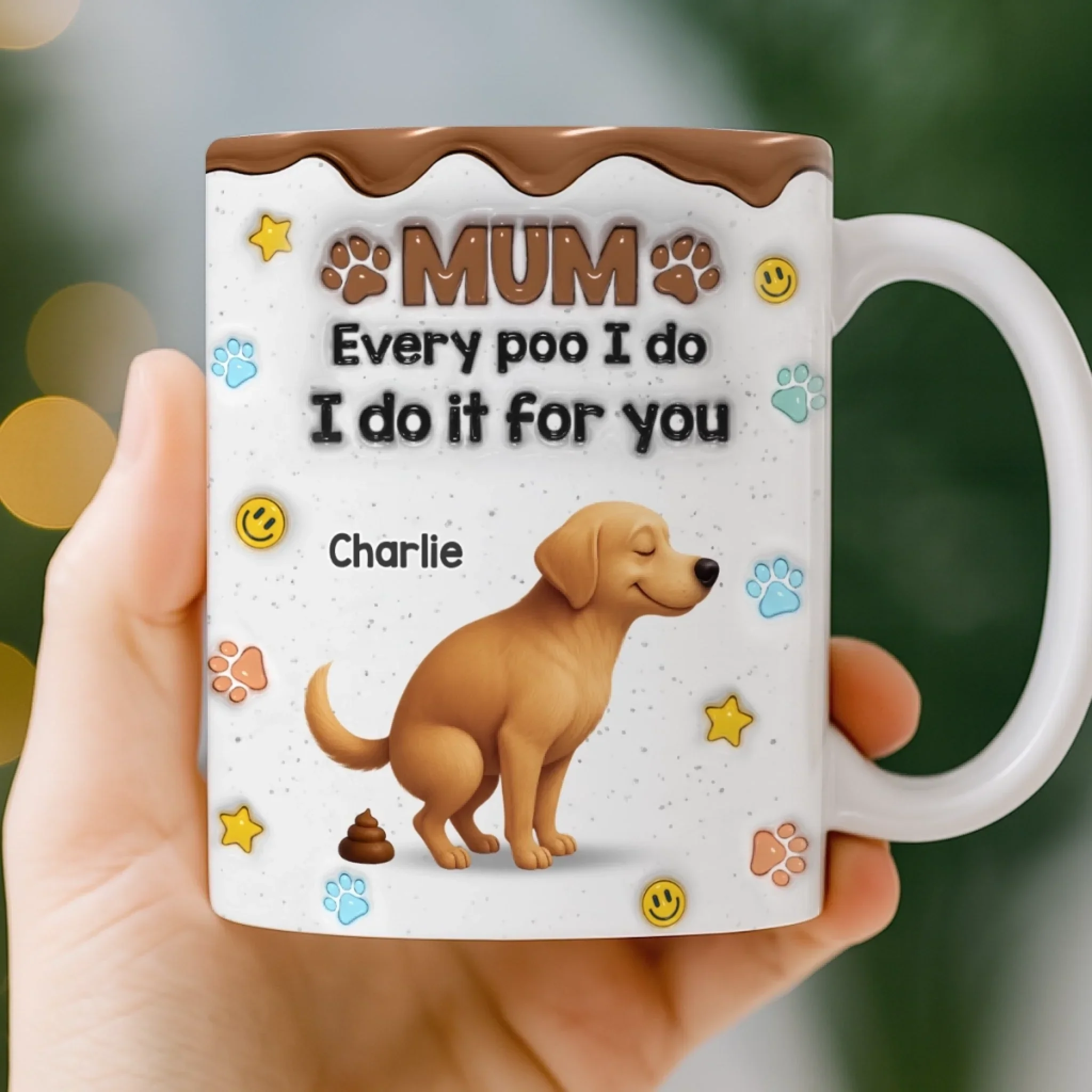 Custom 3D Inflated Effect Printed Mug - Personalized Birthday Gifts For Dog Lovers, Dog Dad And Mum - Love Is A Wet Nose - Image 4