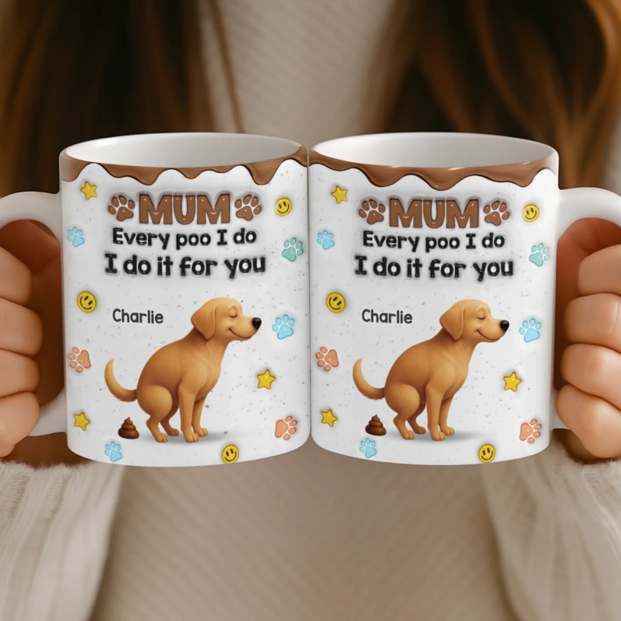Custom 3D Inflated Effect Printed Mug - Personalized Birthday Gifts For Dog Lovers, Dog Dad And Mum - Love Is A Wet Nose - Image 5