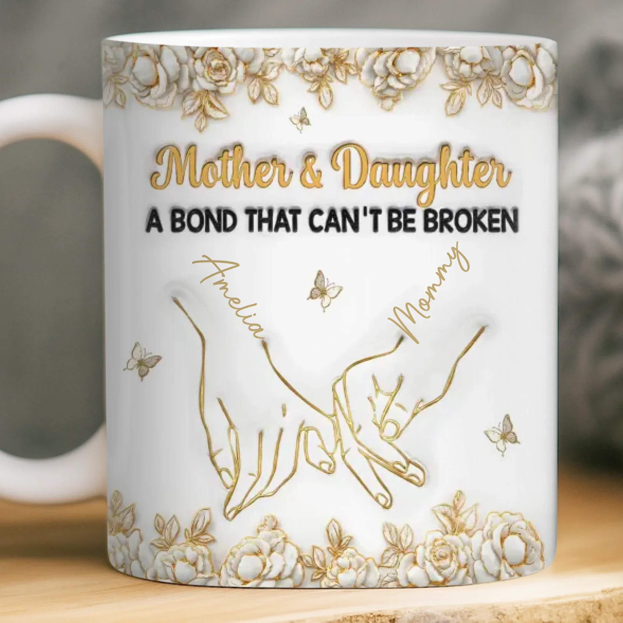 Custom 3D Inflated Effect Printed Mug - Personalized Birthday Gifts For Mom, Daughter - Born To Be Loved - Image 3