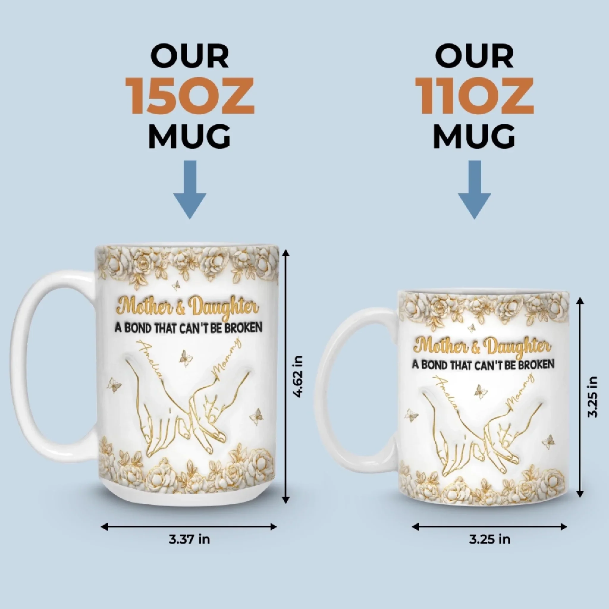Custom 3D Inflated Effect Printed Mug - Personalized Birthday Gifts For Mom, Daughter - Born To Be Loved - Image 7