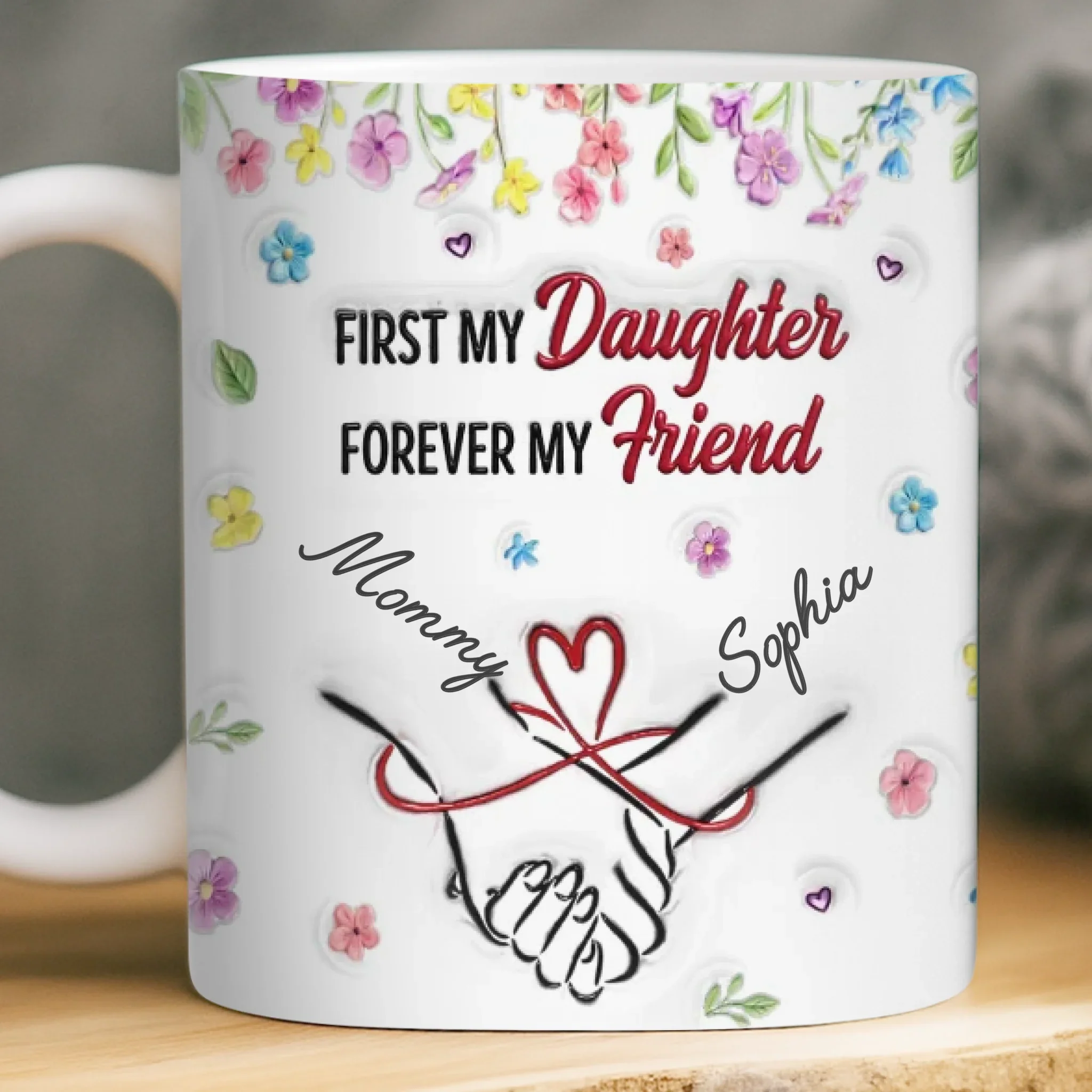 Custom 3D Inflated Effect Printed Mug - Personalized Birthday Gifts For Mom, Daughter - Home Is Wherever You Are - Image 3