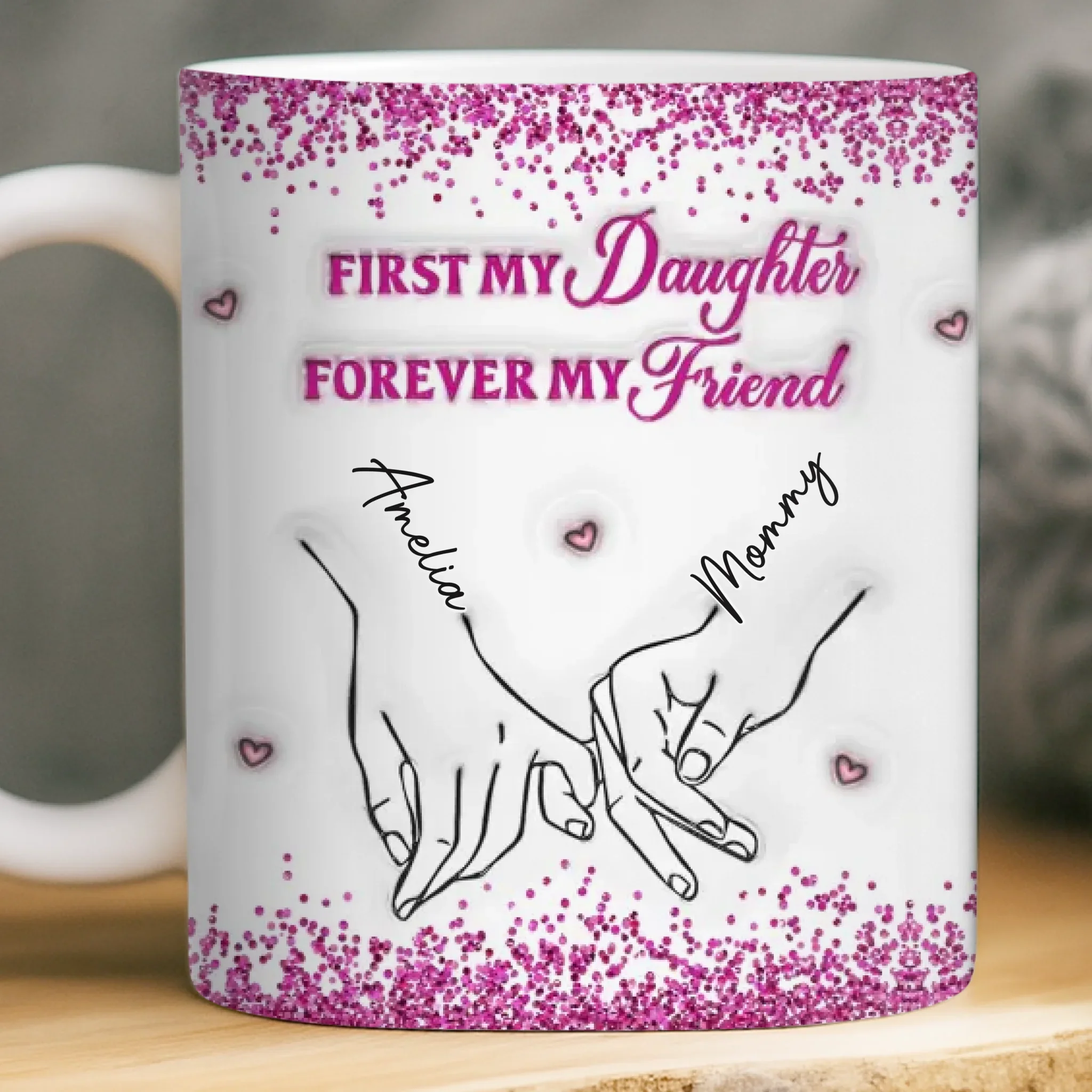 Custom 3D Inflated Effect Printed Mug - Personalized Birthday Gifts For Mom, Daughter - Loved More Than Coffee - Image 2
