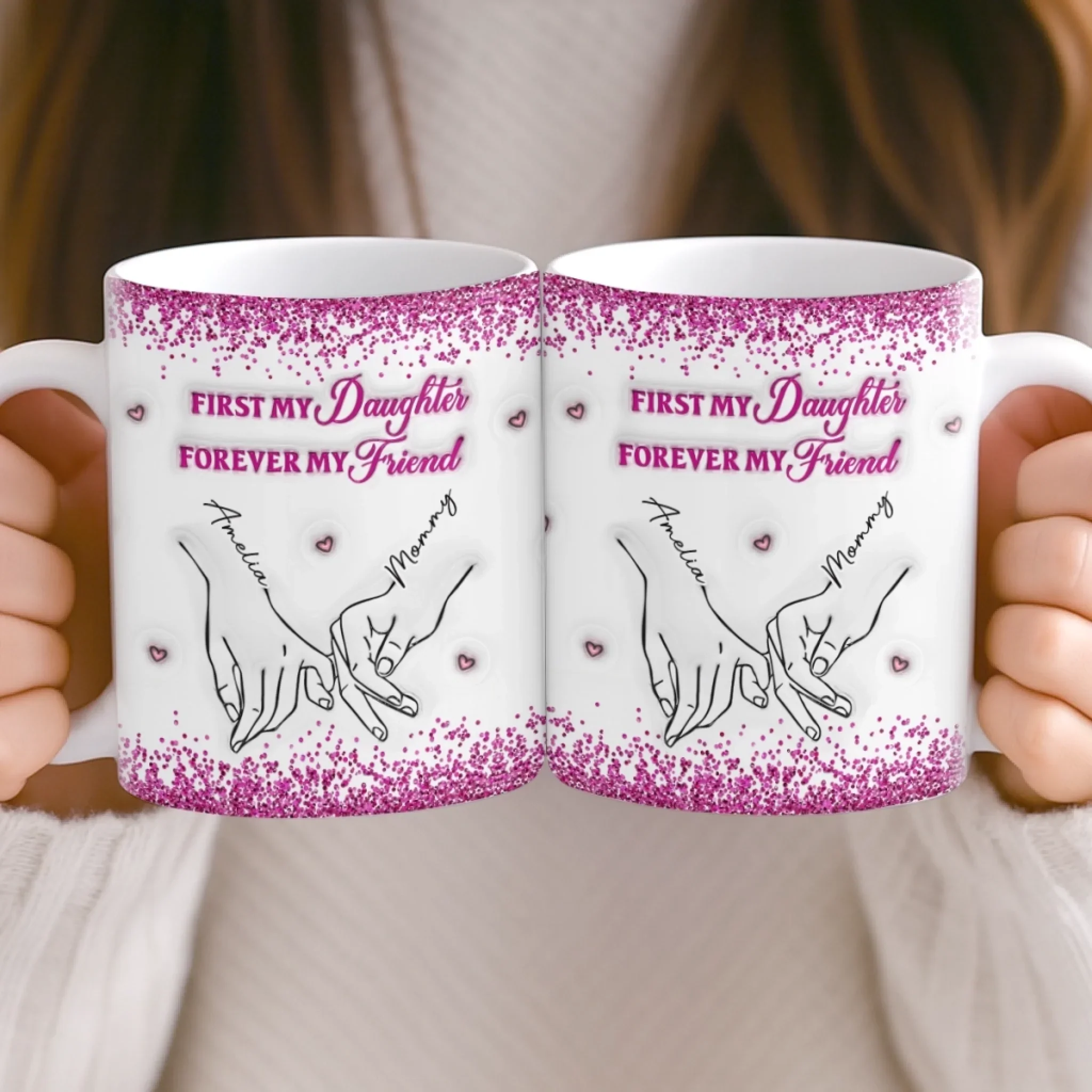 Custom 3D Inflated Effect Printed Mug - Personalized Birthday Gifts For Mom, Daughter - Loved More Than Coffee - Image 5
