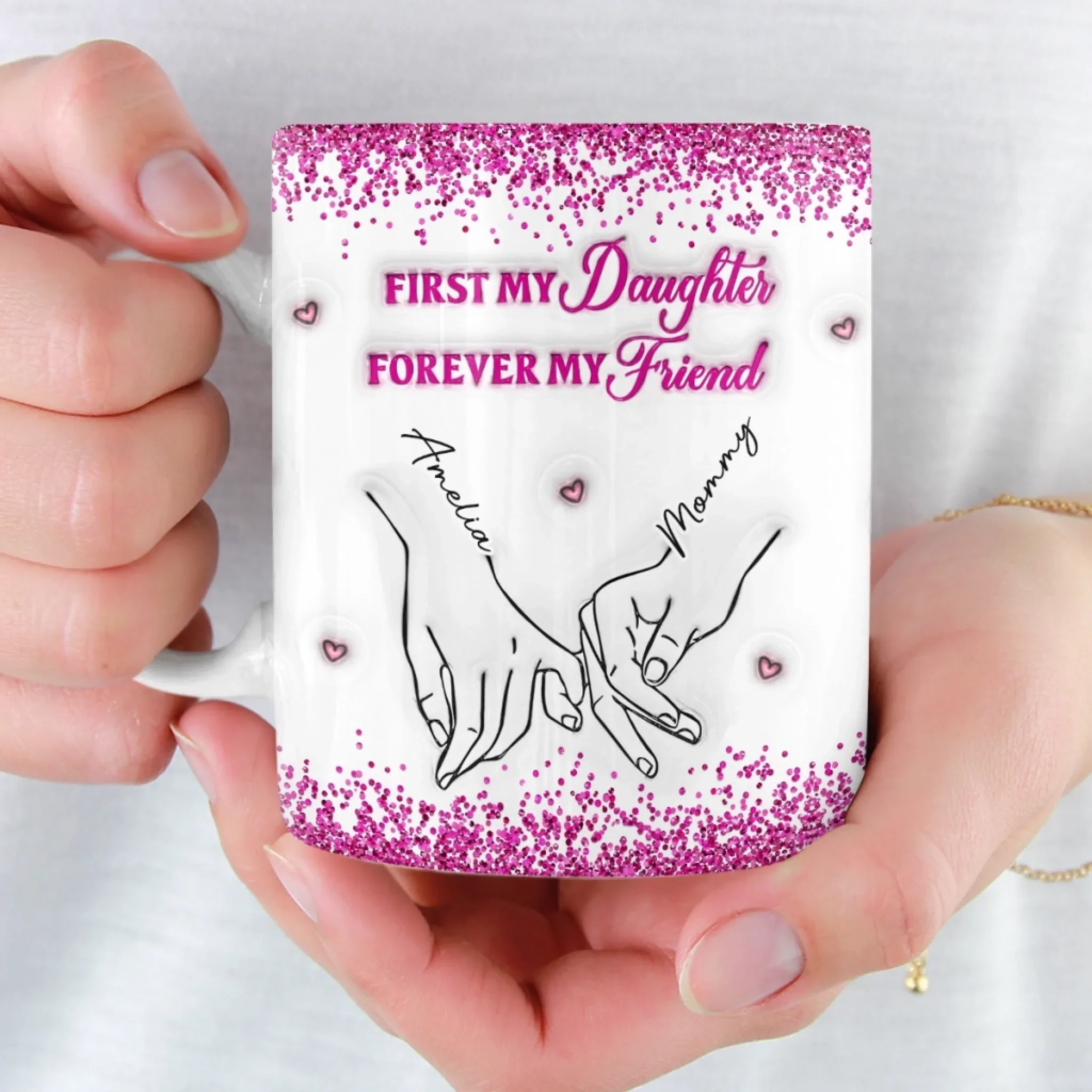 Custom 3D Inflated Effect Printed Mug - Personalized Birthday Gifts For Mom, Daughter - Loved More Than Coffee - Image 6