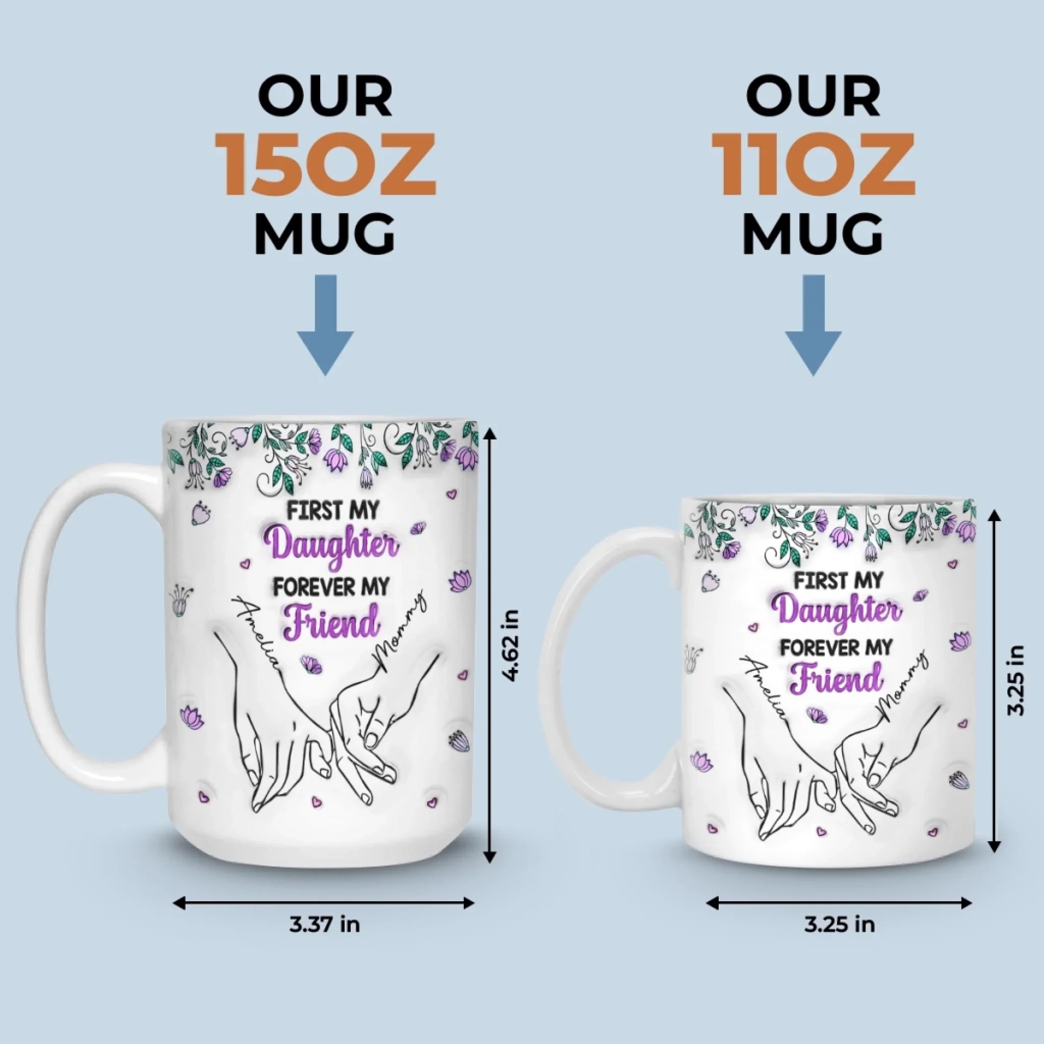 Custom 3D Inflated Effect Printed Mug - Personalized Birthday Gifts For Mom, Daughter - My First Best Friend - Image 7