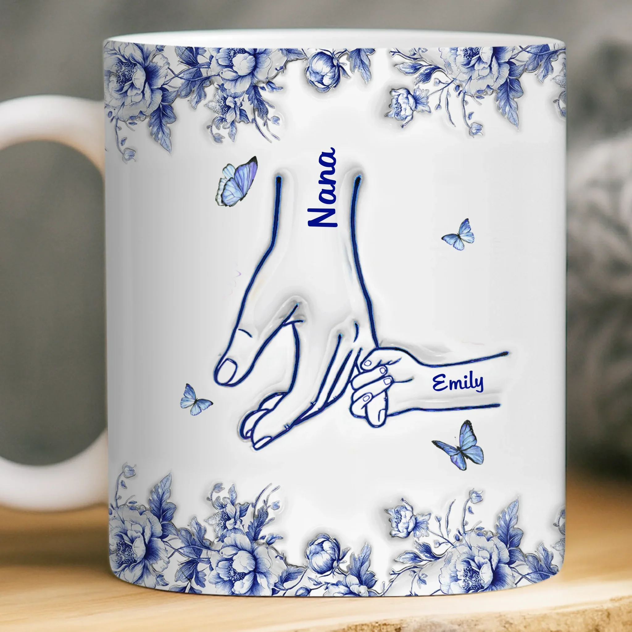 Custom 3D Inflated Effect Printed Mug - Personalized Birthday Gifts For Mom, Grandma - Hand In Hand Through Life - Image 2