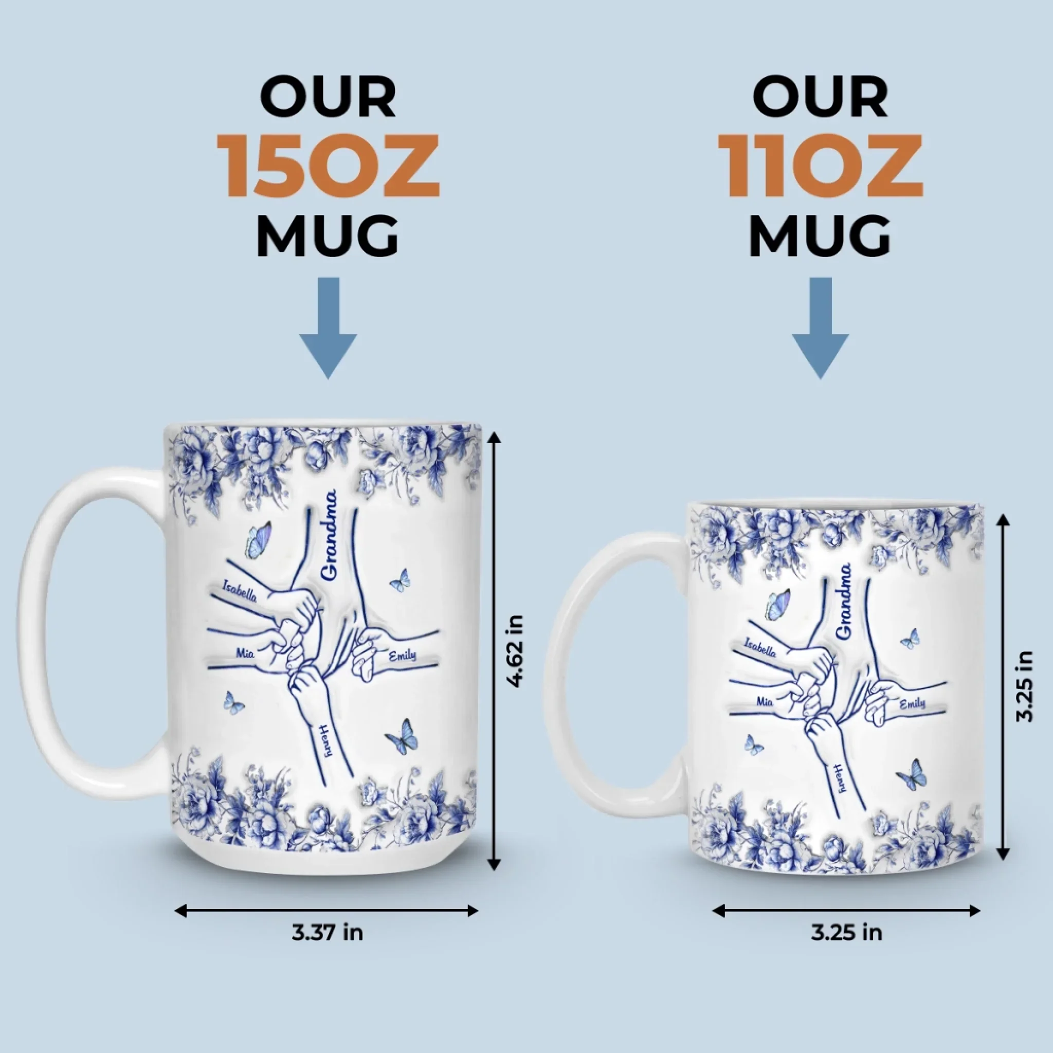 Custom 3D Inflated Effect Printed Mug - Personalized Birthday Gifts For Mom, Grandma - Hand In Hand Through Life - Image 7