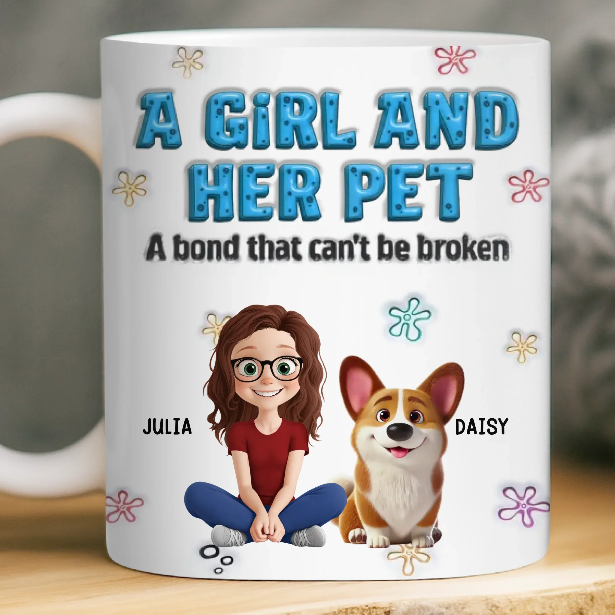 Custom 3D Inflated Effect Printed Mug - Personalized Christmas Birthday Gifts For Dog Cat Lovers, Dog Dad And Mom, Cat Owners - My World, My Pets - Image 2