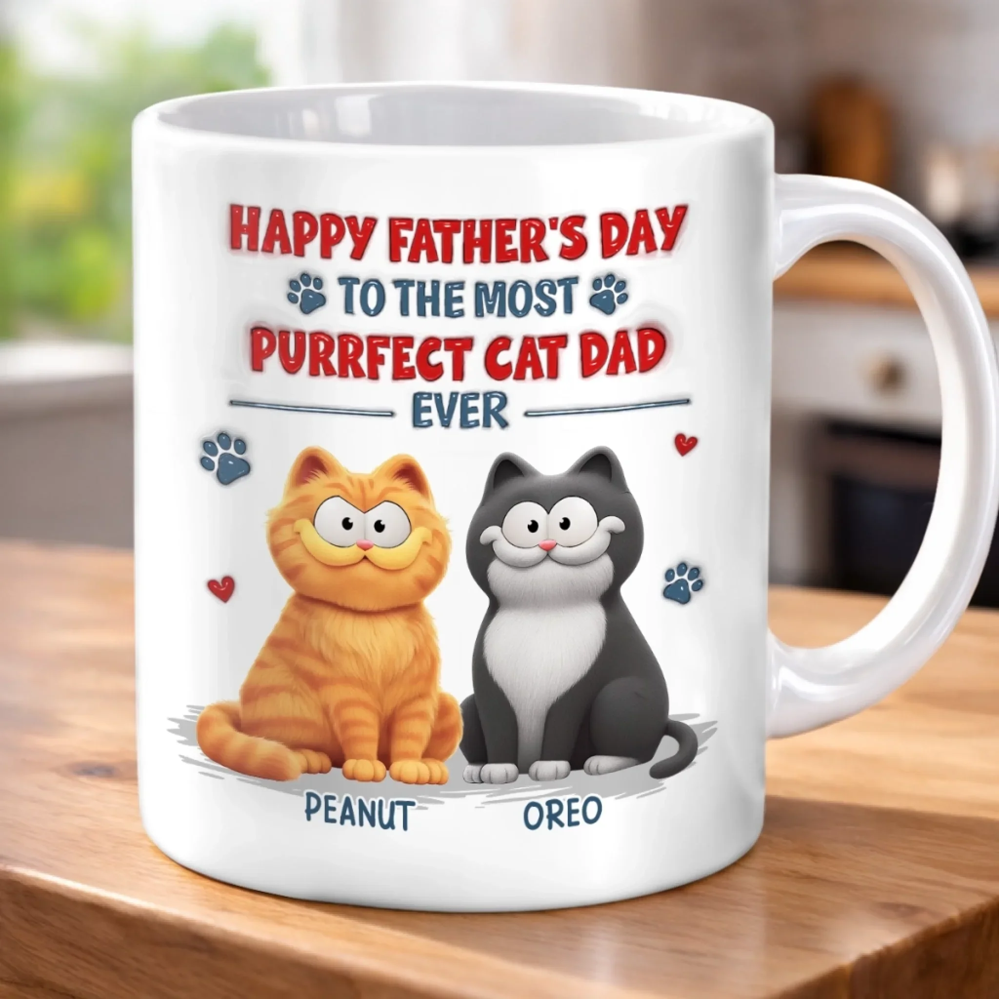 Custom 3D Inflated Effect Printed Mug - Personalized Father's Day Birthday Gifts For Cat Lovers, Cat Mom And Dad - Pawsitively Purrfect Moments - Image 4