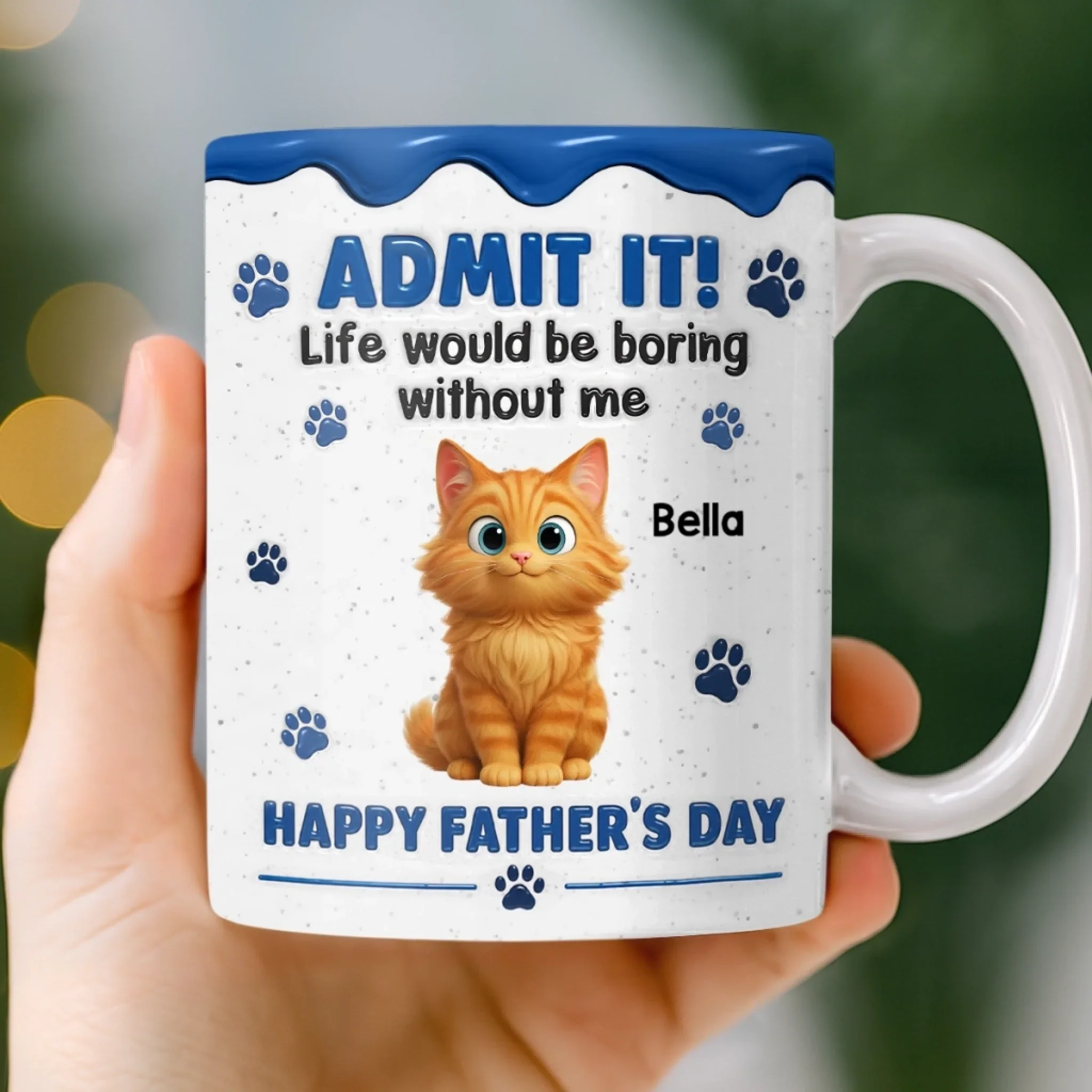 Custom 3D Inflated Effect Printed Mug - Personalized Father's Day Birthday Gifts For Dog Cat Lovers, Dog Dad And Mom, Cat Owners - Fueled By Pet Love - Image 3