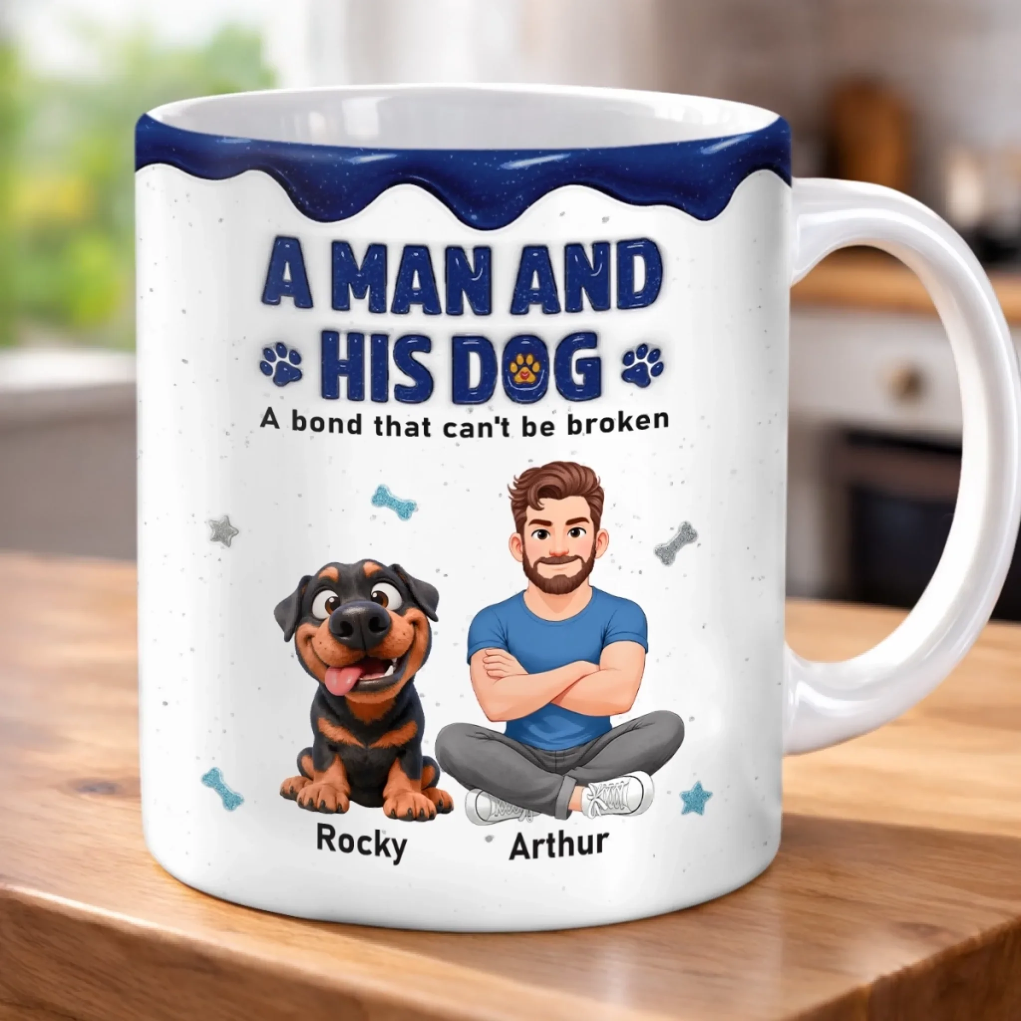 Custom 3D Inflated Effect Printed Mug - Personalized Father's Day Birthday Gifts For Dog Lovers, Dog Dad - Fur Baby Big Love - Image 4