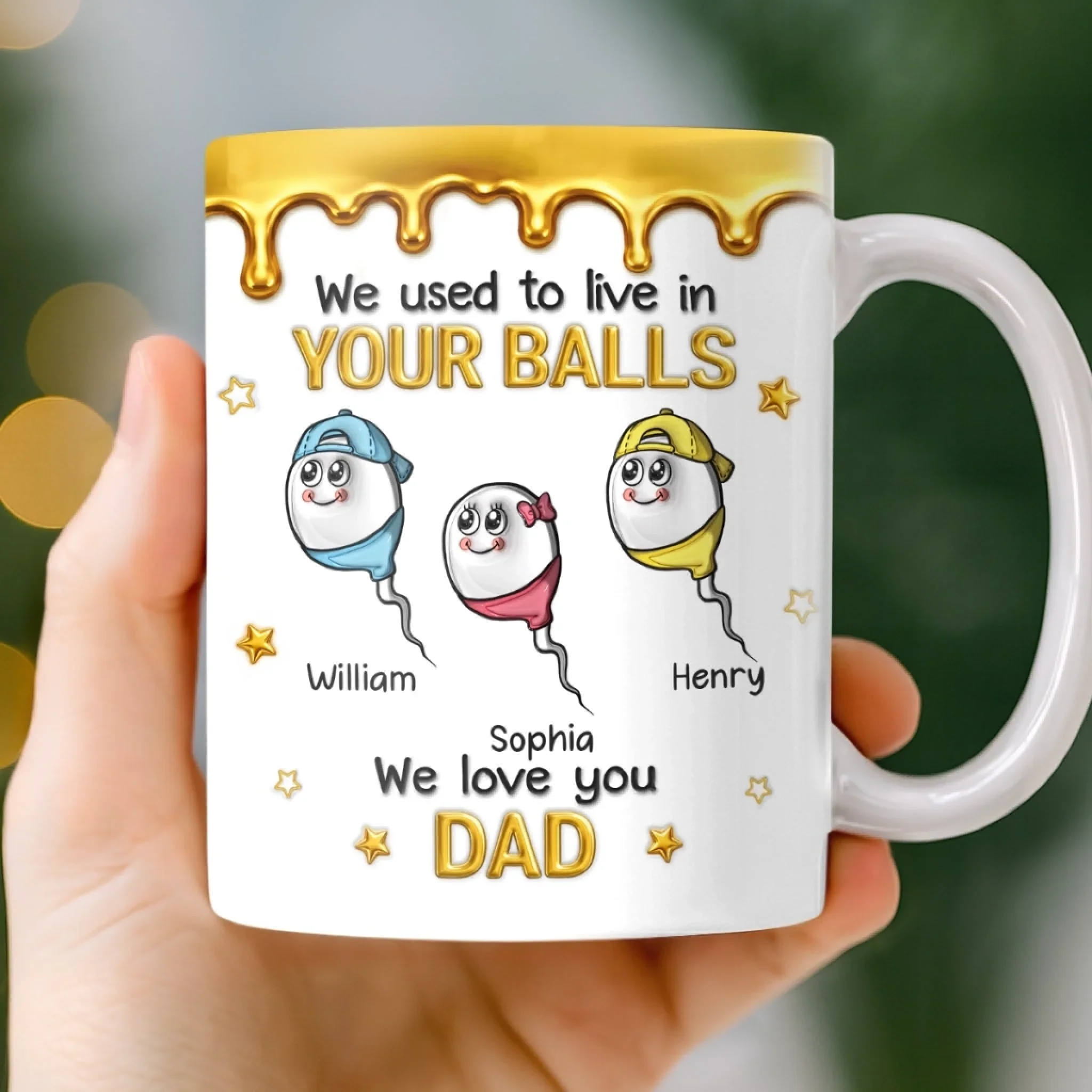 Custom 3D Inflated Effect Printed Mug - Personalized Funny Father's Day Birthday Gifts For Dad - My First Hero - Image 3