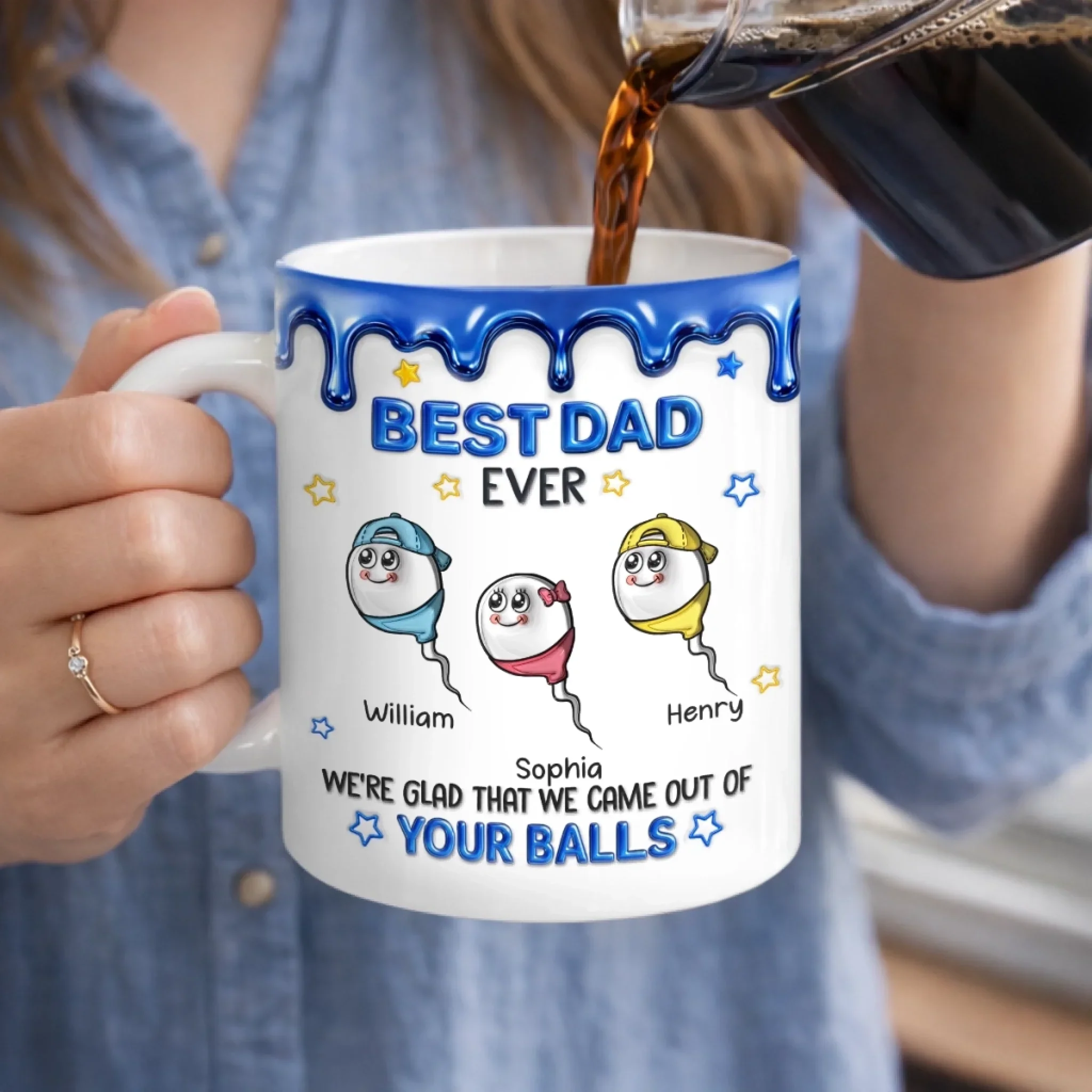 Custom 3D Inflated Effect Printed Mug - Personalized Funny Father's Day Birthday Gifts For Dad - Your Love Has Shaped Me - Image 4