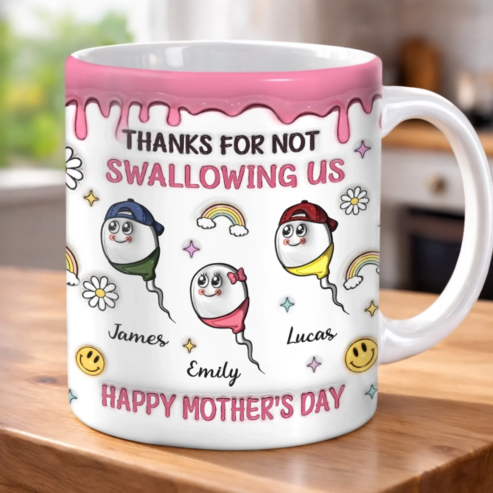 Custom 3D Inflated Effect Printed Mug - Personalized Funny Mother's Day Birthday Gifts For Mom - Mom Raised Tiny Troublemakers - Image 4