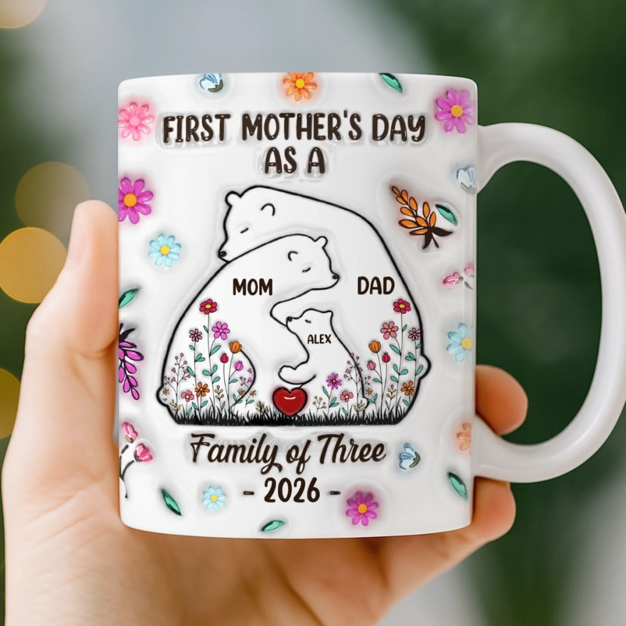 Custom 3D Inflated Effect Printed Mug - Personalized Mother's Day, Baby Shower, Gender Reveal Gifts For New Moms, Wife, Daughter - Family Is Where Hugs Never End - Image 2