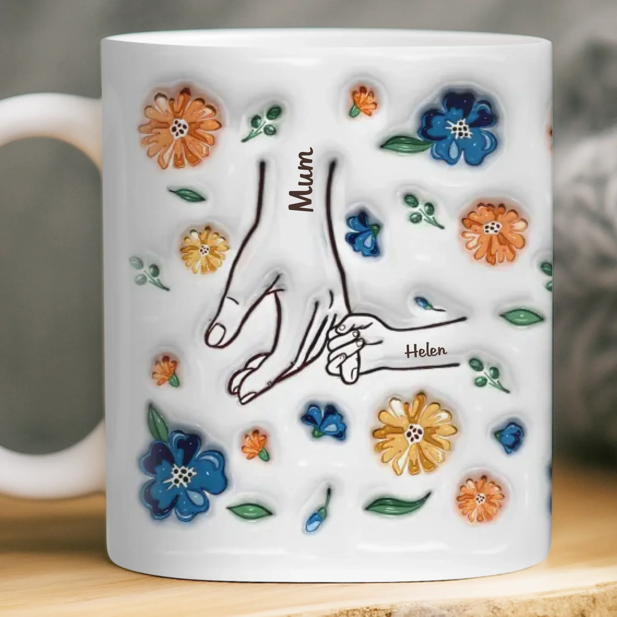 Custom 3D Inflated Effect Printed Mug - Personalized Mother's Day Birthday Gift For Mum, Grandma - Mum Holds Us All - Image 2