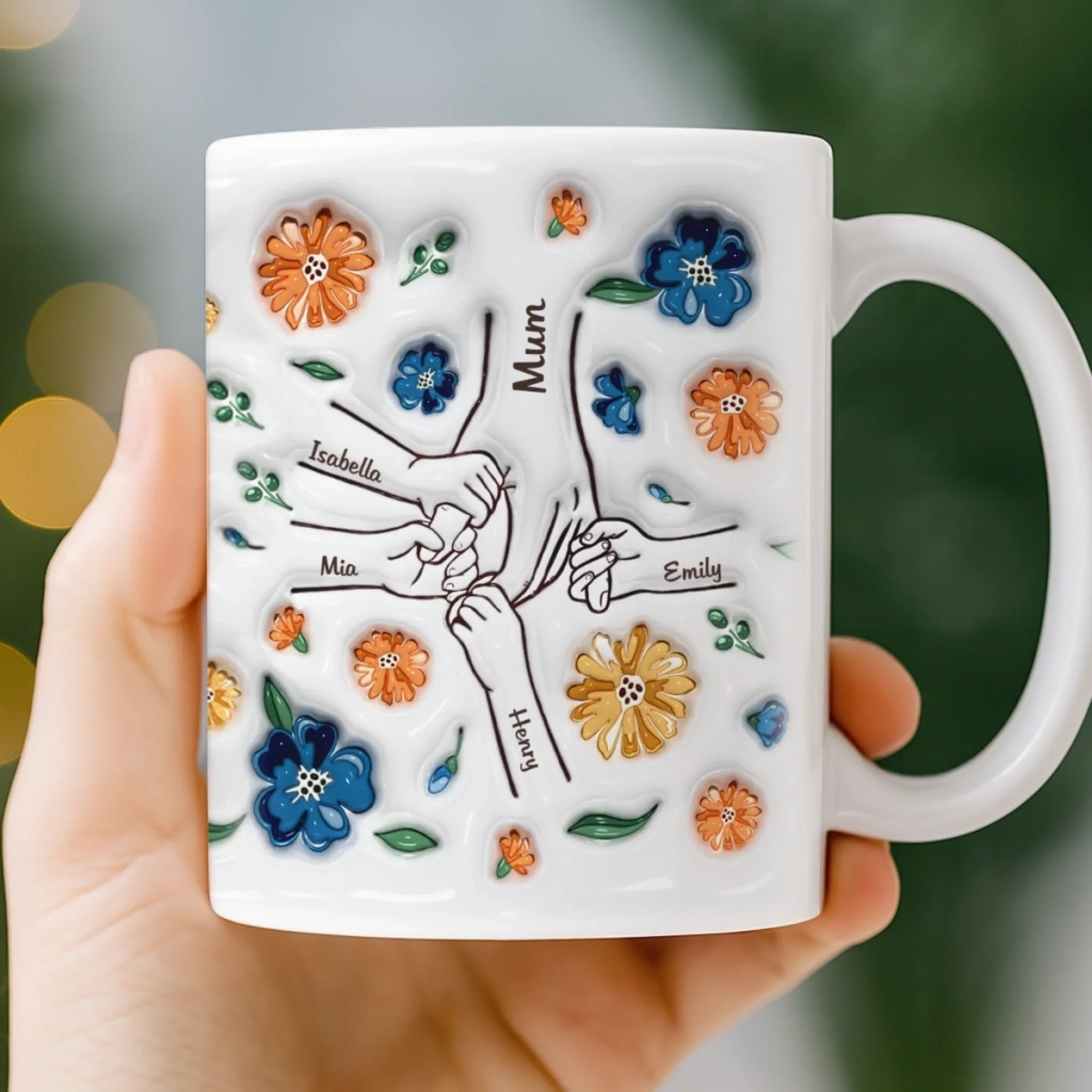 Custom 3D Inflated Effect Printed Mug - Personalized Mother's Day Birthday Gift For Mum, Grandma - Mum Holds Us All - Image 4