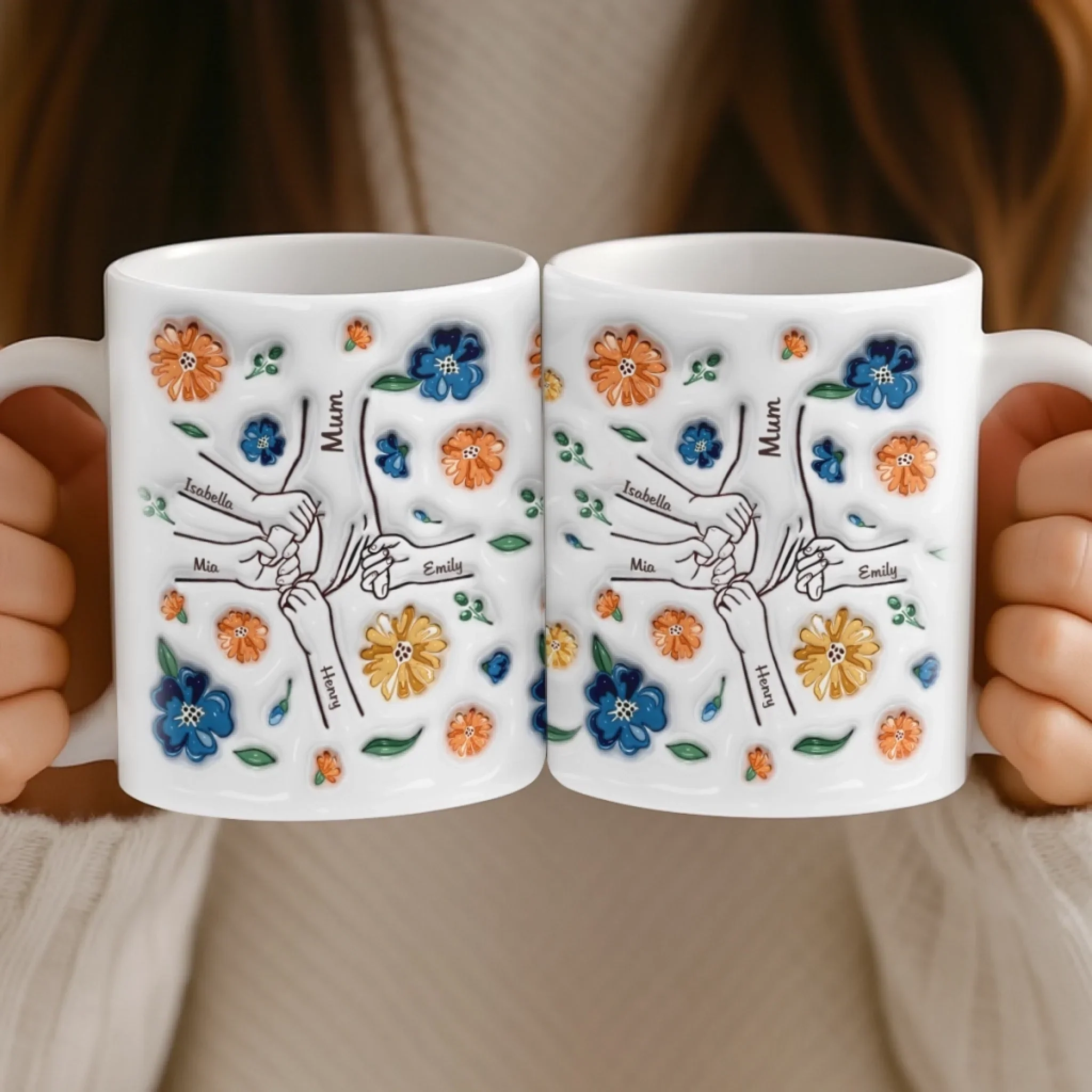 Custom 3D Inflated Effect Printed Mug - Personalized Mother's Day Birthday Gift For Mum, Grandma - Mum Holds Us All - Image 5