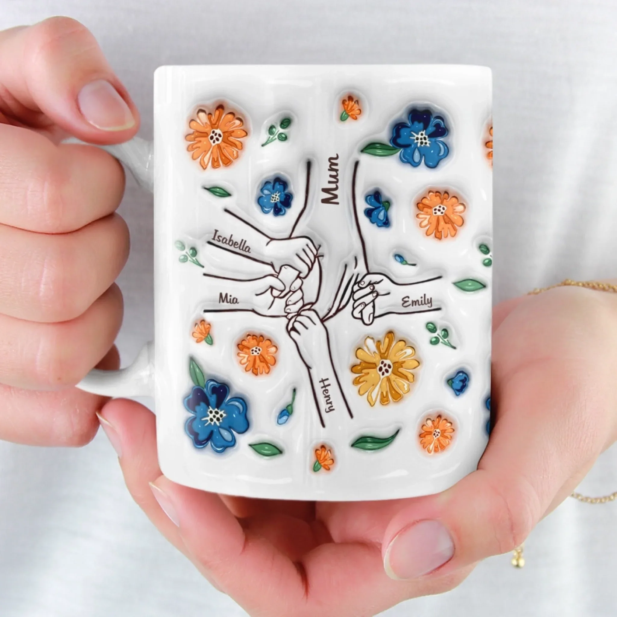 Custom 3D Inflated Effect Printed Mug - Personalized Mother's Day Birthday Gift For Mum, Grandma - Mum Holds Us All - Image 6