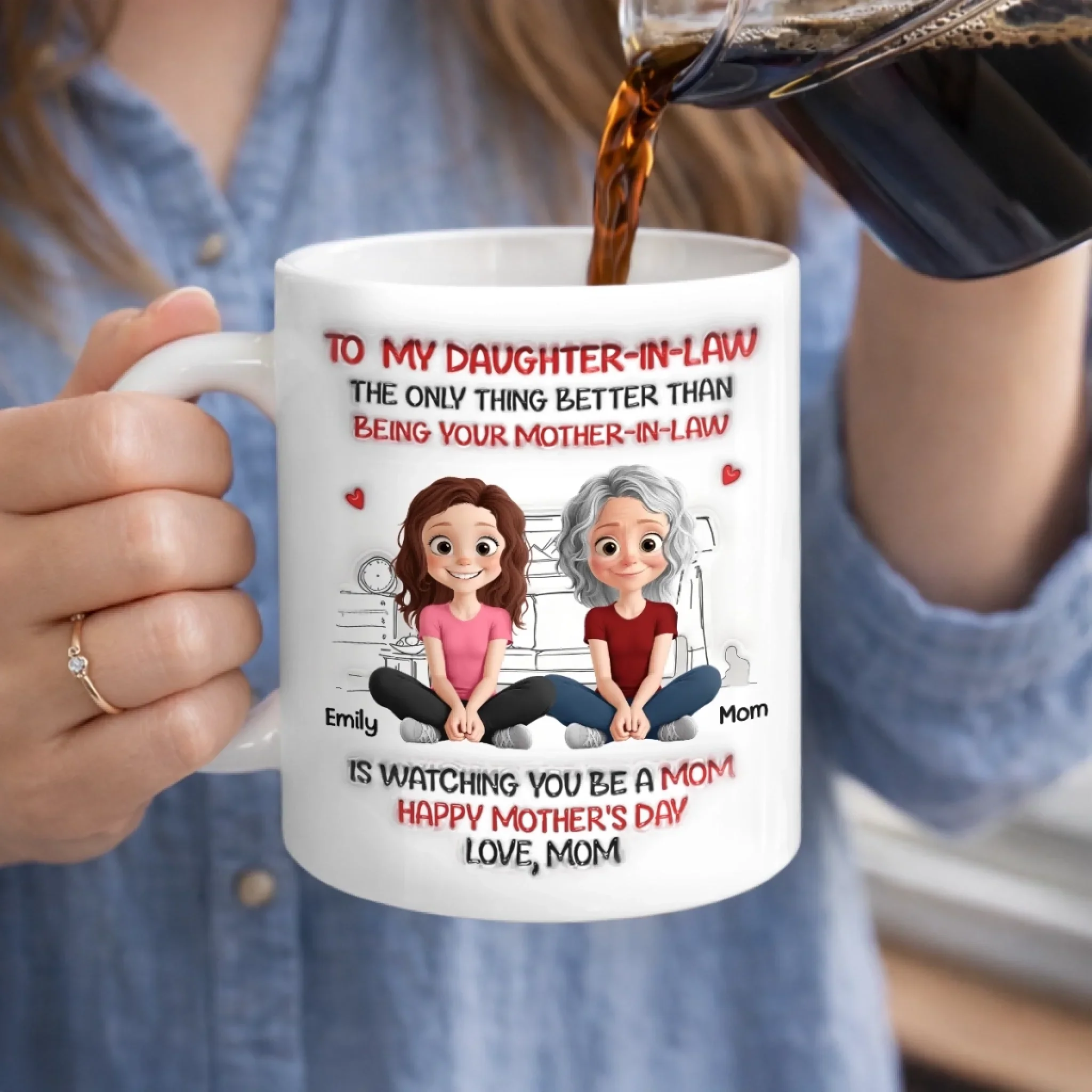 Custom 3D Inflated Effect Printed Mug - Personalized Mother's Day Birthday Gifts For Daughter-In-Law - So Much Grace, So Much Love - Image 4