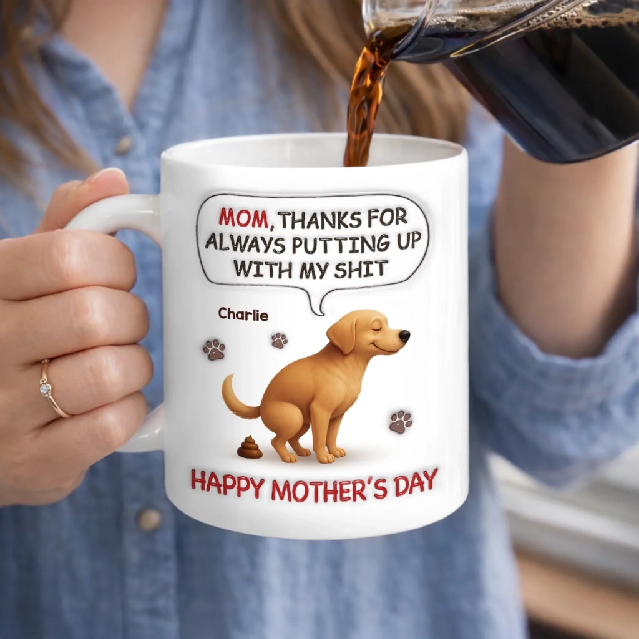 Custom 3D Inflated Effect Printed Mug - Personalized Mother's Day Birthday Gifts For Dog Lovers, Dog Dad And Mom - Sorry For The Crap, Mom - Image 5