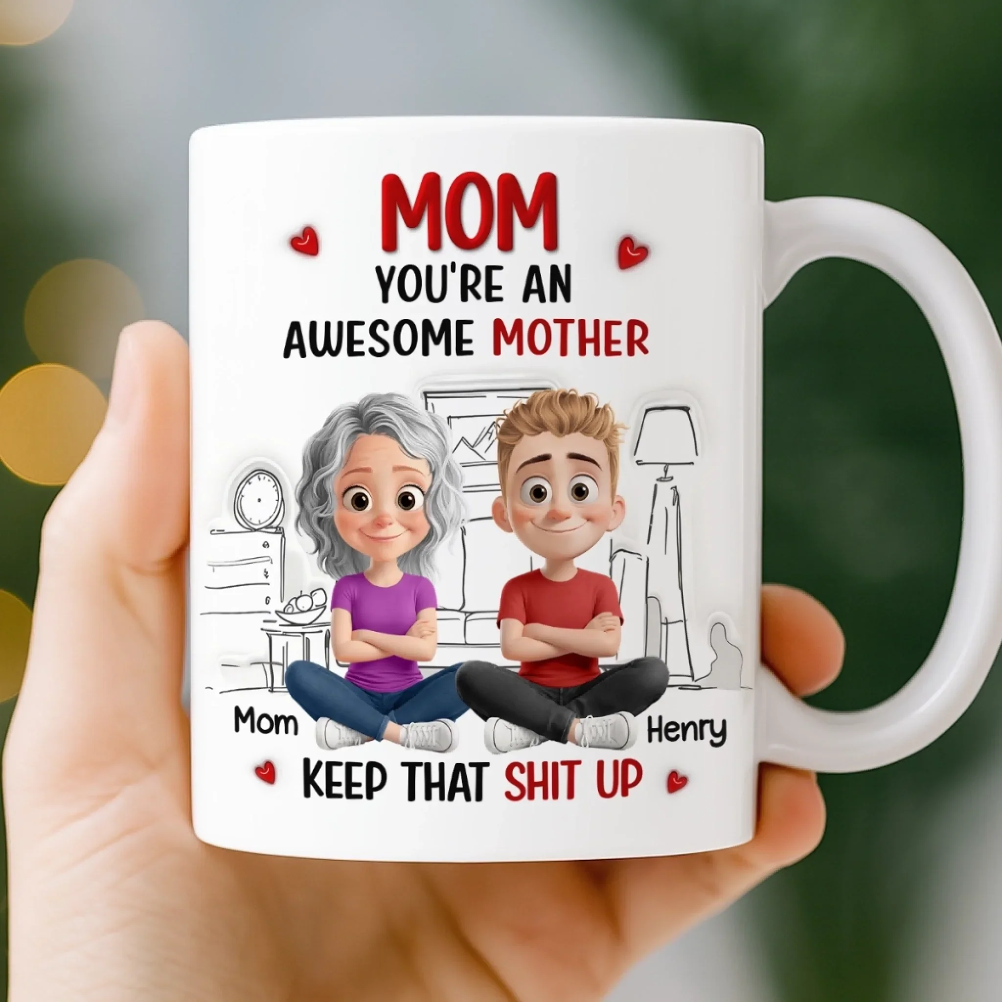 Custom 3D Inflated Effect Printed Mug - Personalized Mother's Day Birthday Gifts For Mom - An Awesome Mother - Image 2