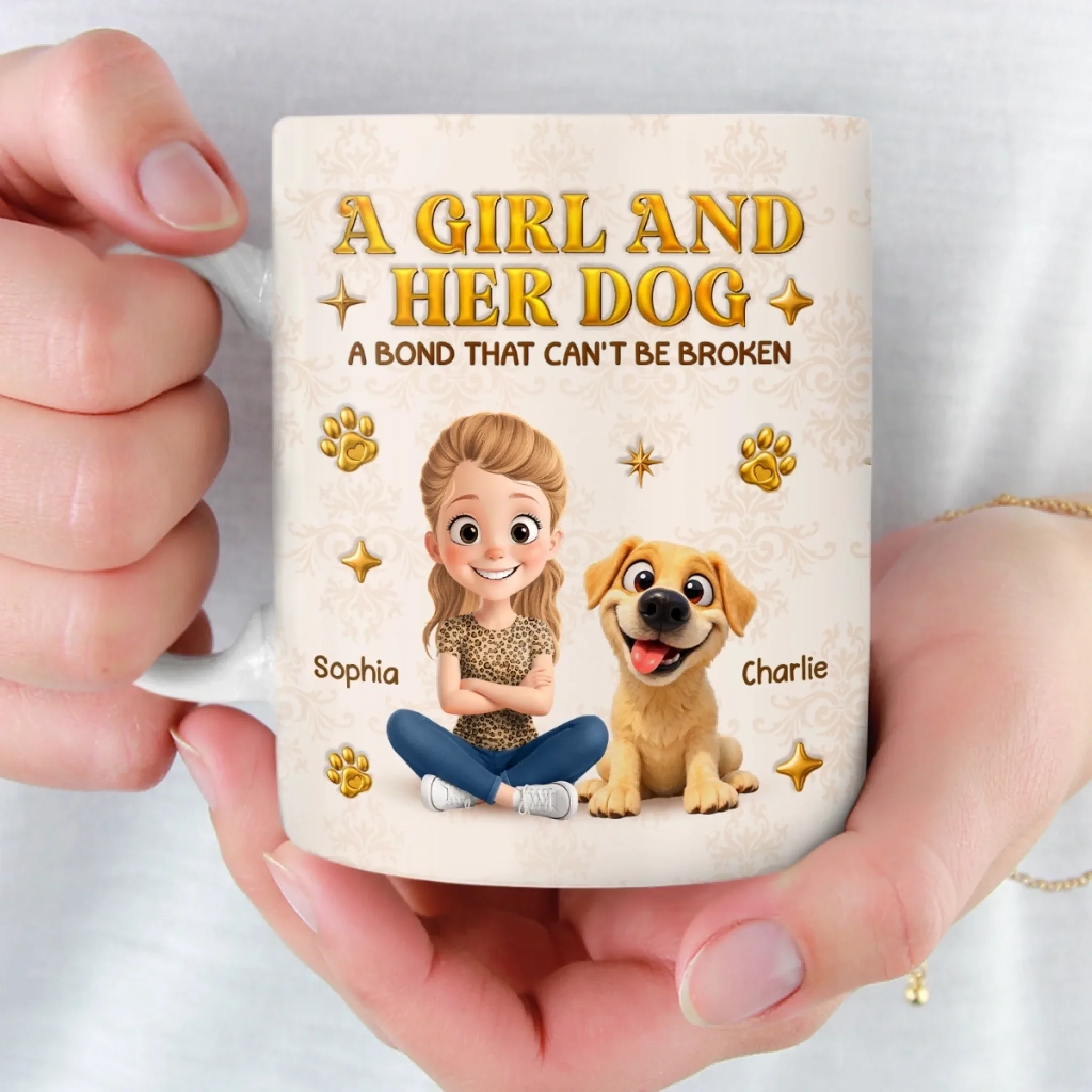 Custom 3D Inflated Effect Printed Mug - Personalized Mother's Day Gifts For Dog Lovers, Dog Dad And Mom - Girlhood, But With Paws - Image 5