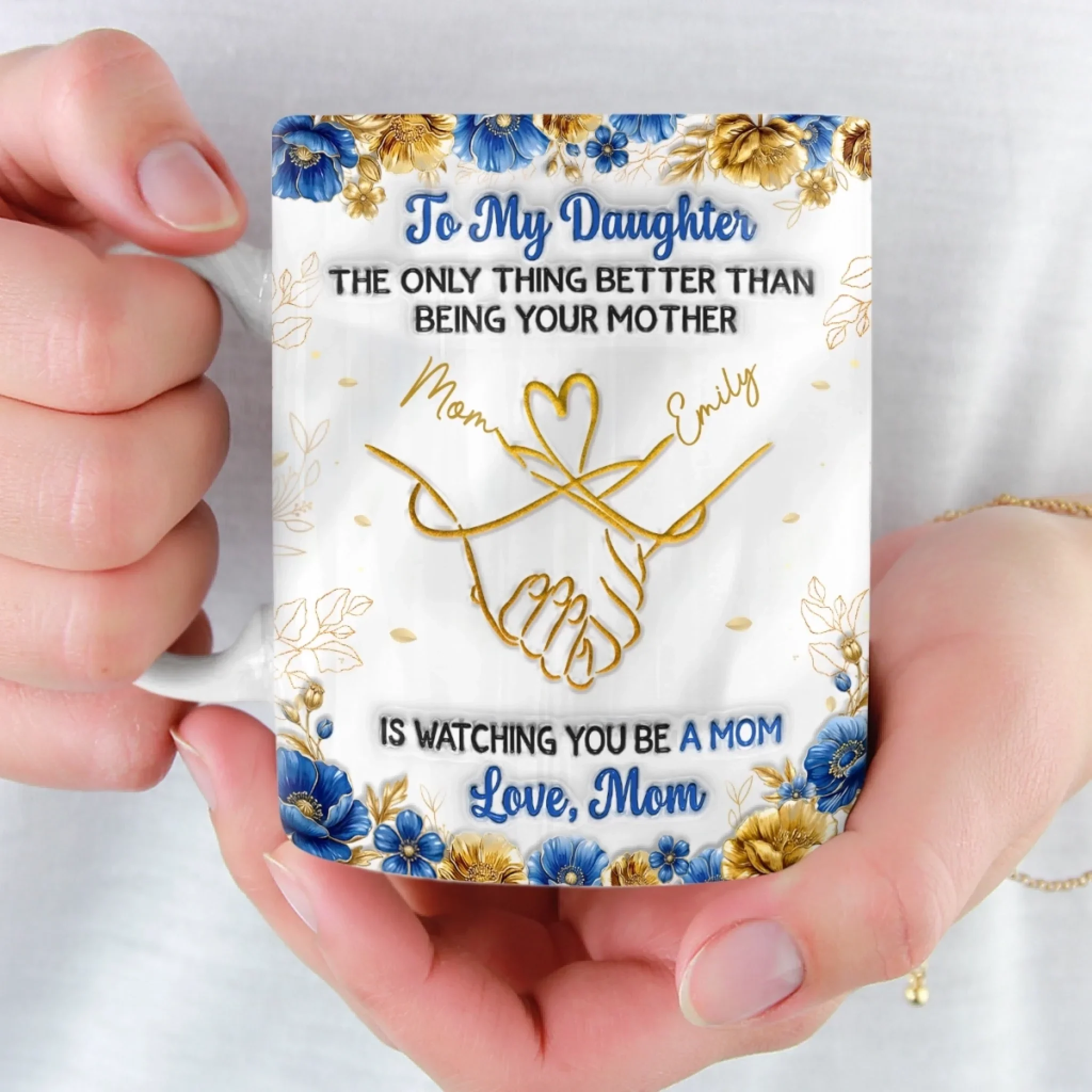 Custom 3D Inflated Effect Printed Mug - Personalized Mother's Day Gifts For Mom, Daughter - A Daughter Brightens Life - Image 6