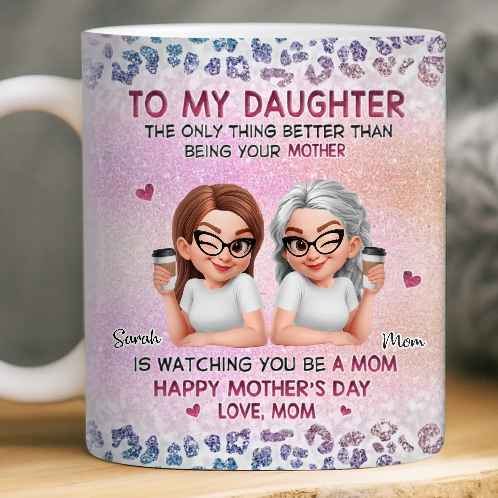 Custom 3D Inflated Effect Printed Mug - Personalized Mother's Day Gifts For Mom, Daughter - Forever My Little Girl - Image 3