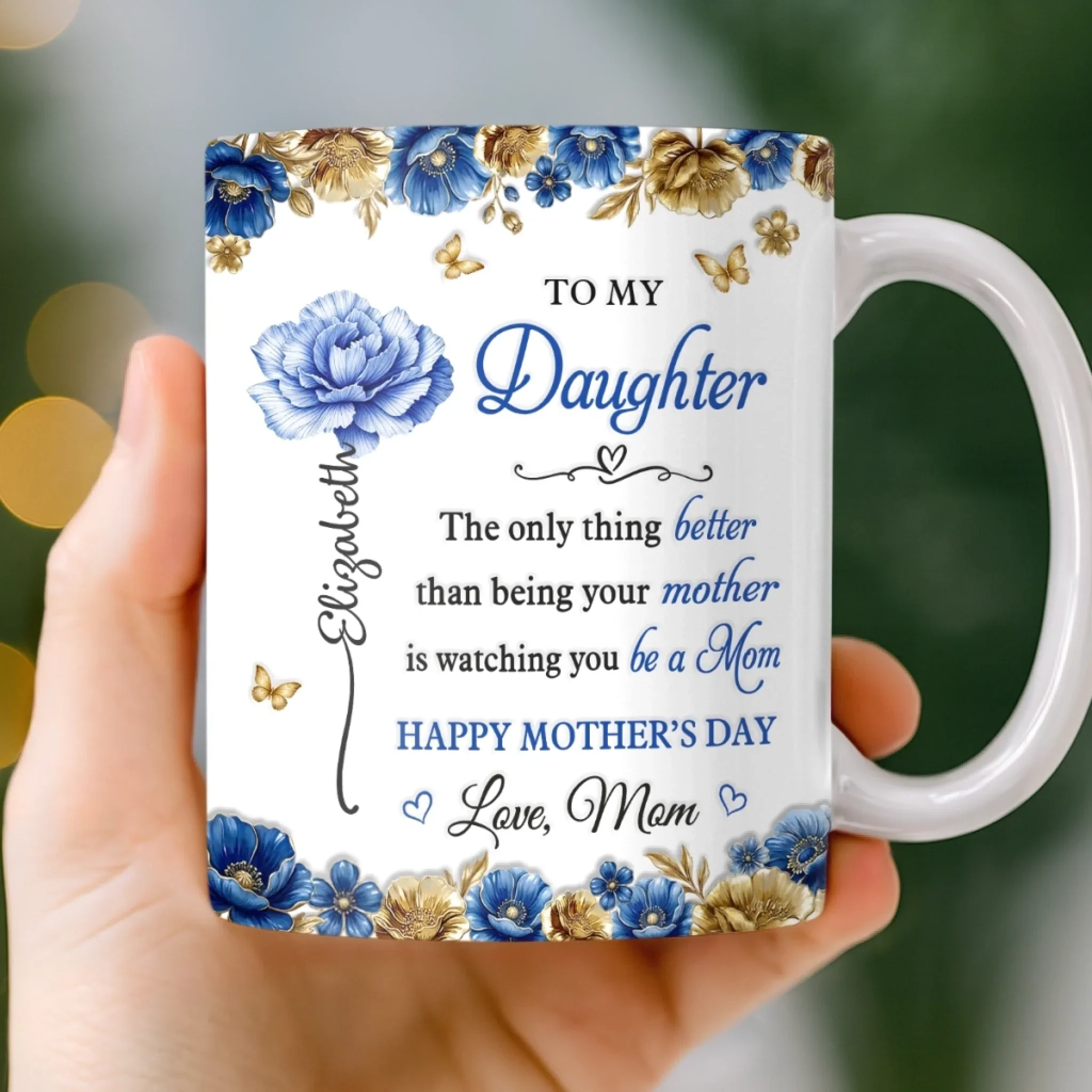 Custom 3D Inflated Effect Printed Mug - Personalized Mother's Day Gifts For  Mom, Daughter - Love Grows Beautifully Through You - Image 2