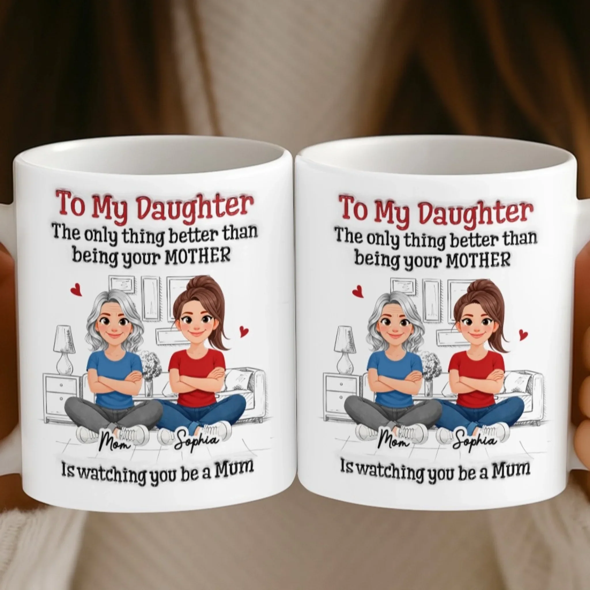 Custom 3D Inflated Effect Printed Mug - Personalized Mother's Day Gifts For Mom, Daughter - Mom And Daughter Bond - Image 5