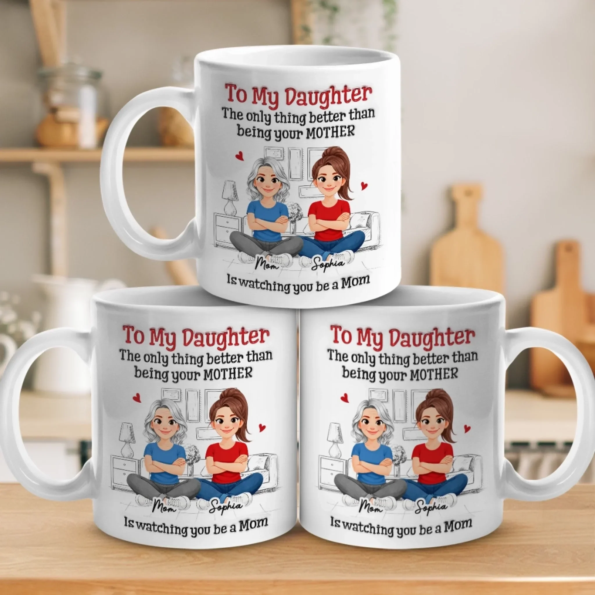 Custom 3D Inflated Effect Printed Mug - Personalized Mother's Day Gifts For Mom, Daughter - Mom And Daughter Bond - Image 7