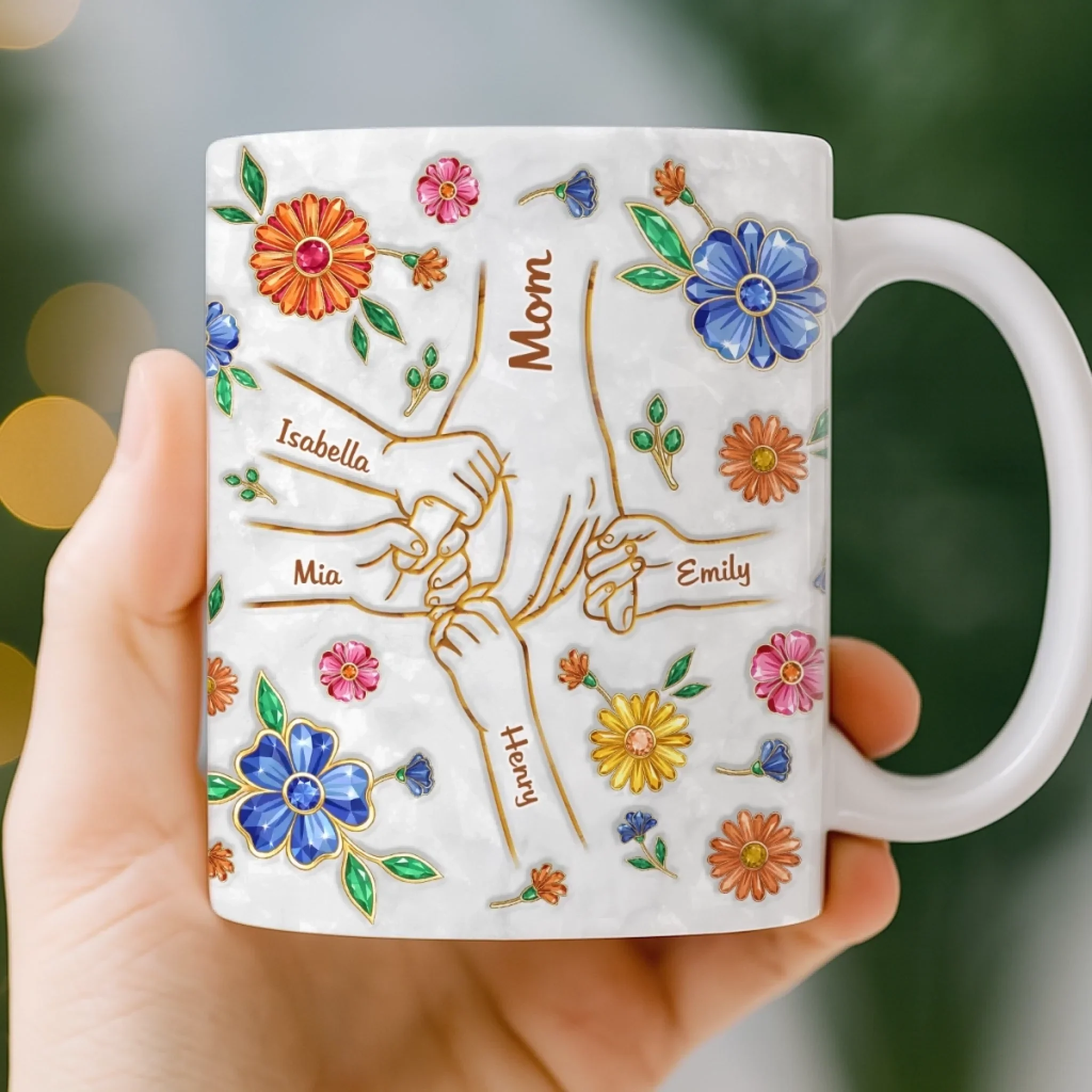 Custom 3D Inflated Effect Printed Mug - Personalized Mother's Day Gifts For Mom, Grandma - A Mother’s Loving Hands - Image 4