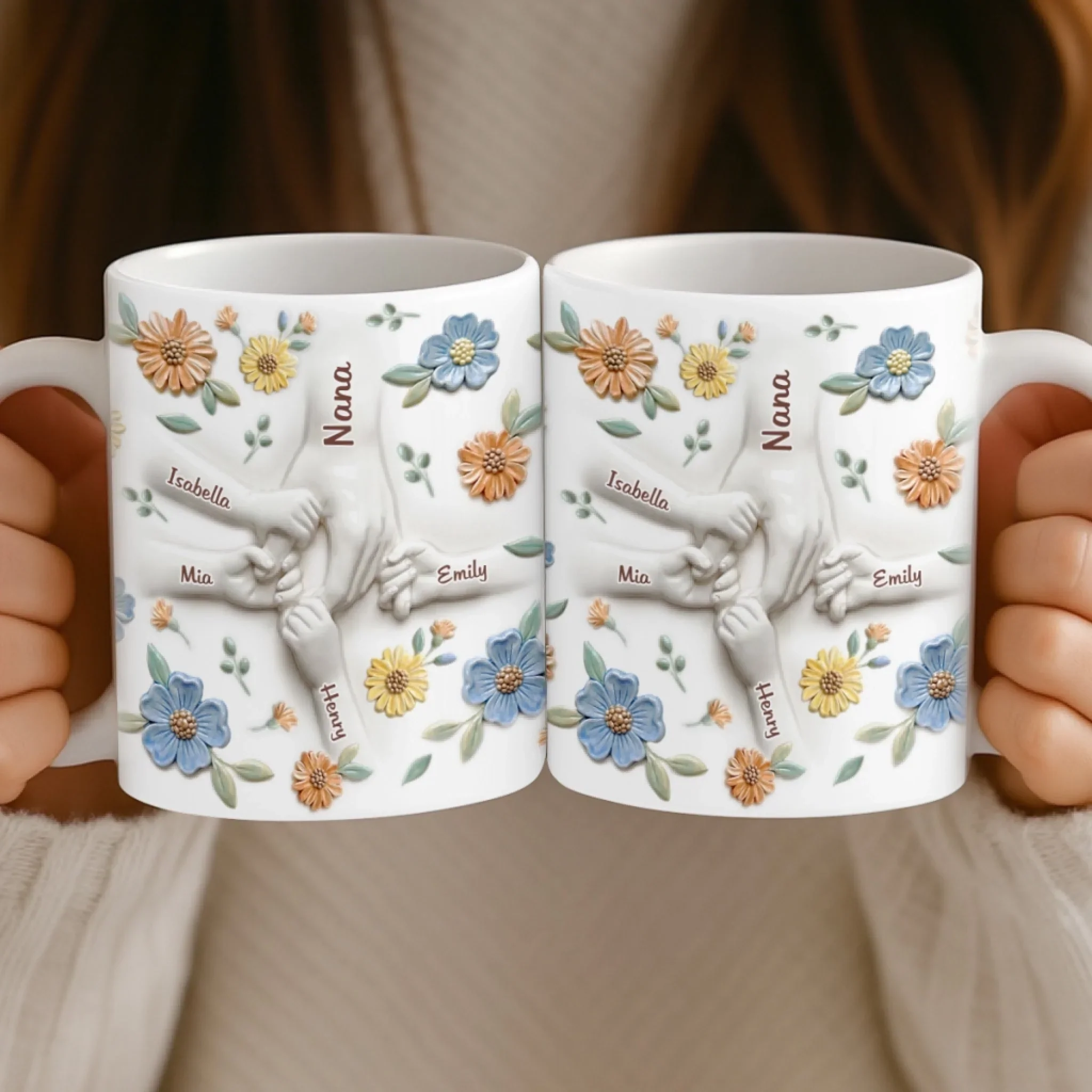 Custom 3D Inflated Effect Printed Mug - Personalized Mother's Day Gifts For Mom, Grandma - Family Held Together - Image 5