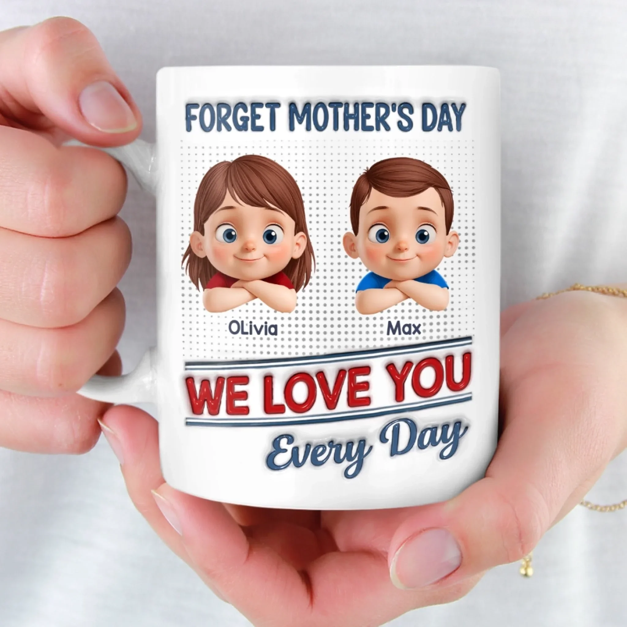 Custom 3D Inflated Effect Printed Mug - Personalized Mother's Day Gifts For Mom, Grandma - Hugs, Love, Repeat - Image 6