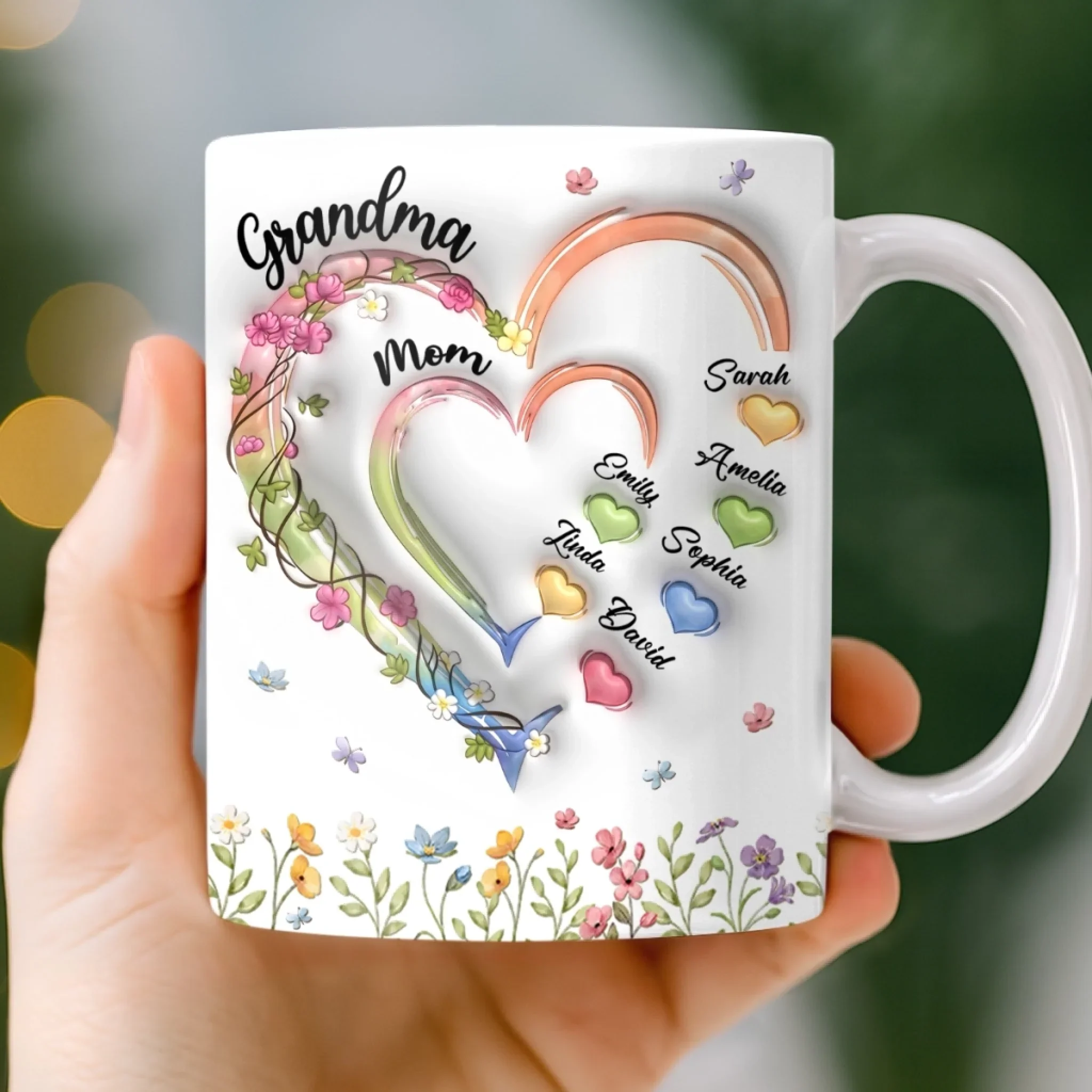 Custom 3D Inflated Effect Printed Mug - Personalized Mother's Day Gifts For Mom, Grandma - Made Of Memories, Filled With Love - Image 2