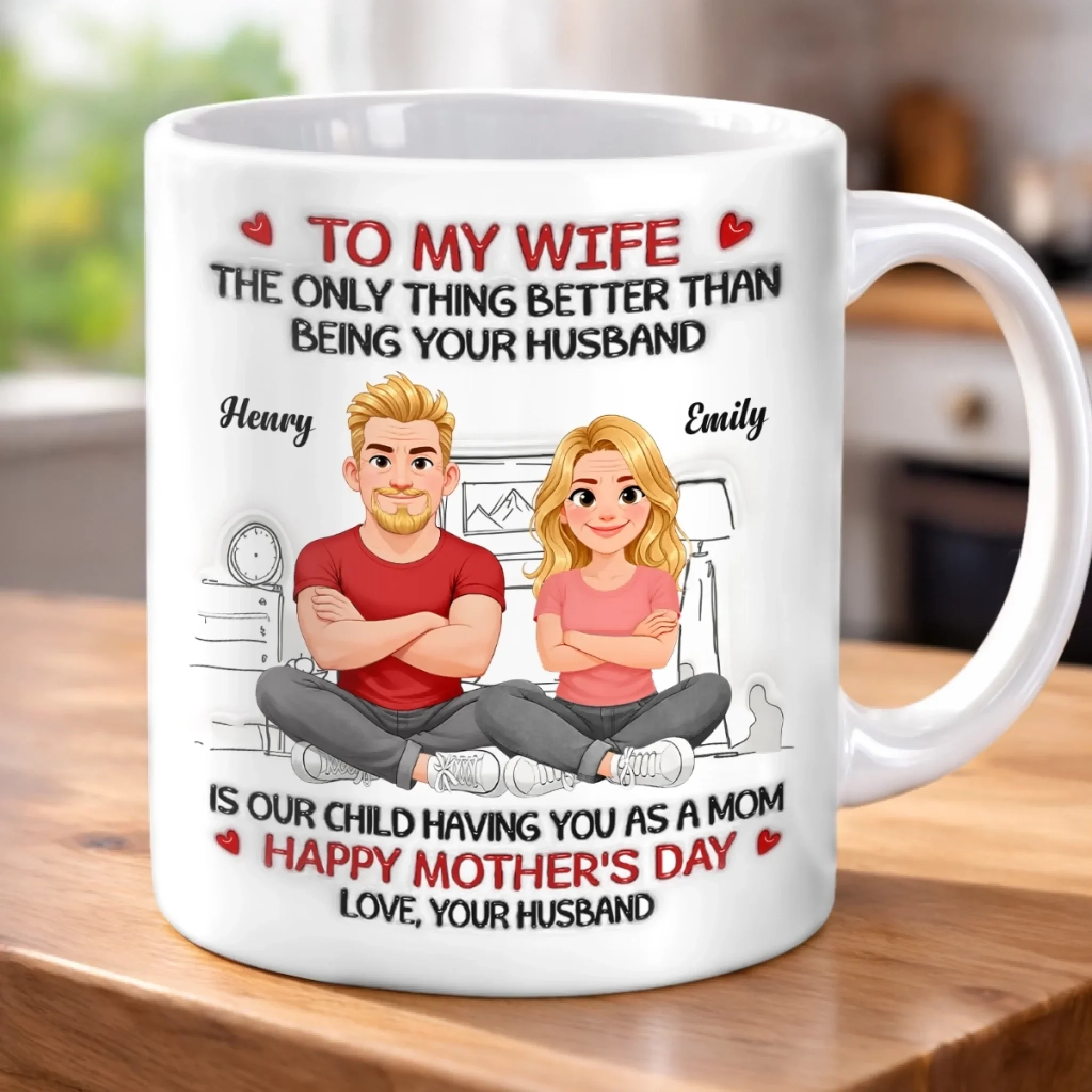 Custom 3D Inflated Effect Printed Mug - Personalized Mother's Day Gifts For Mom, Wife - Our Child Got The Best Mom Ever - Image 4