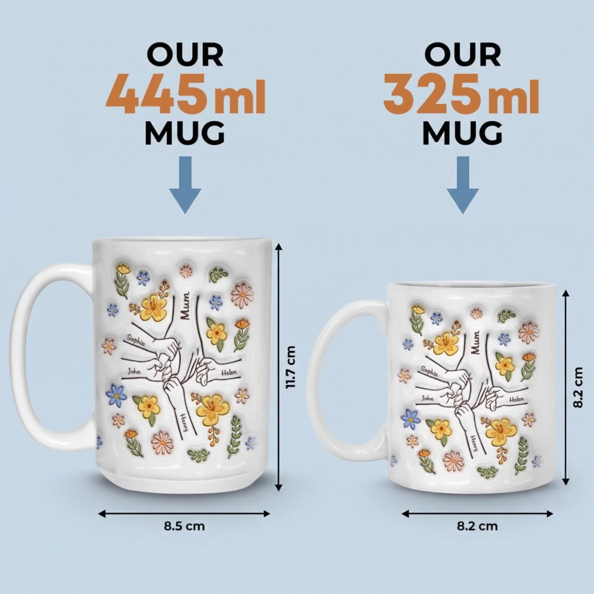 Custom 3D Inflated Effect Printed Mug - Personalized Mother's Day Gifts For Mum, Grandma - Her Love Shapes Generations - Image 7