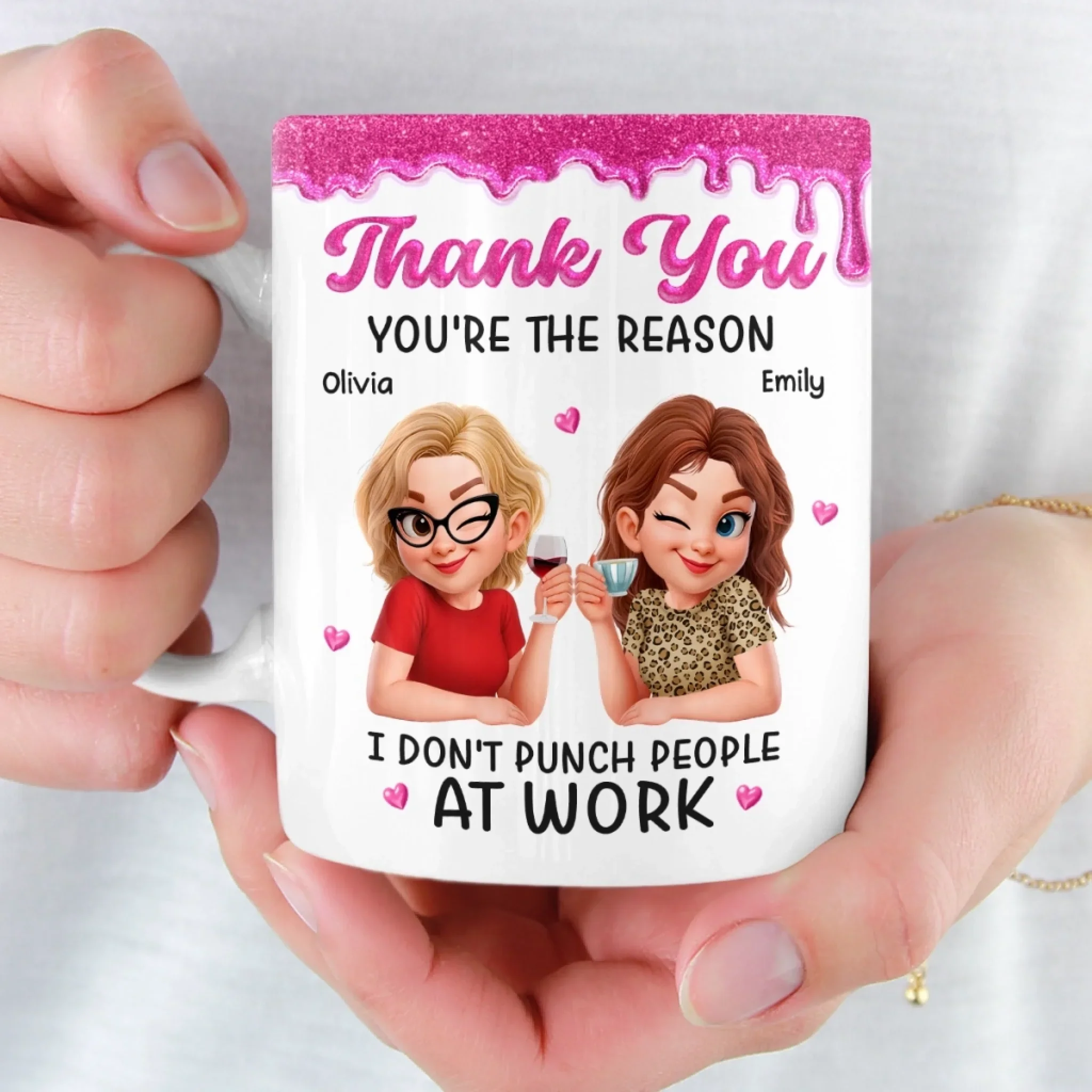 Custom 3D Inflated Effect Printed Mug - Personalized Retirement Gifts For Women, Besties, Sisters, BFF - You’re My Work Therapy - Image 6