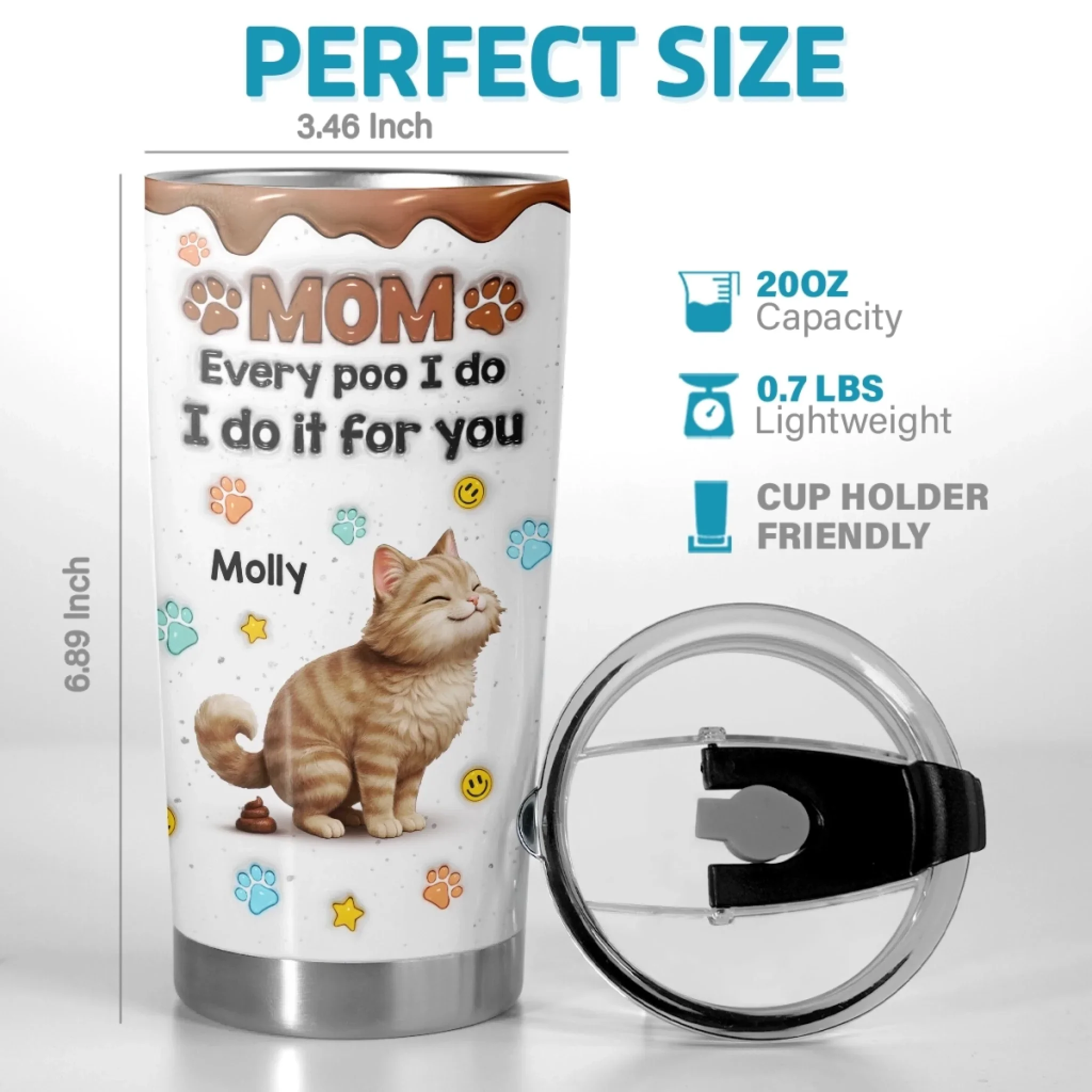 Custom 3D Inflated Effect Printed Tumbler - Personalized Birthday Gifts For Cat Lovers, Cat Mom And Dad - Hope You Love My Gift - Image 2