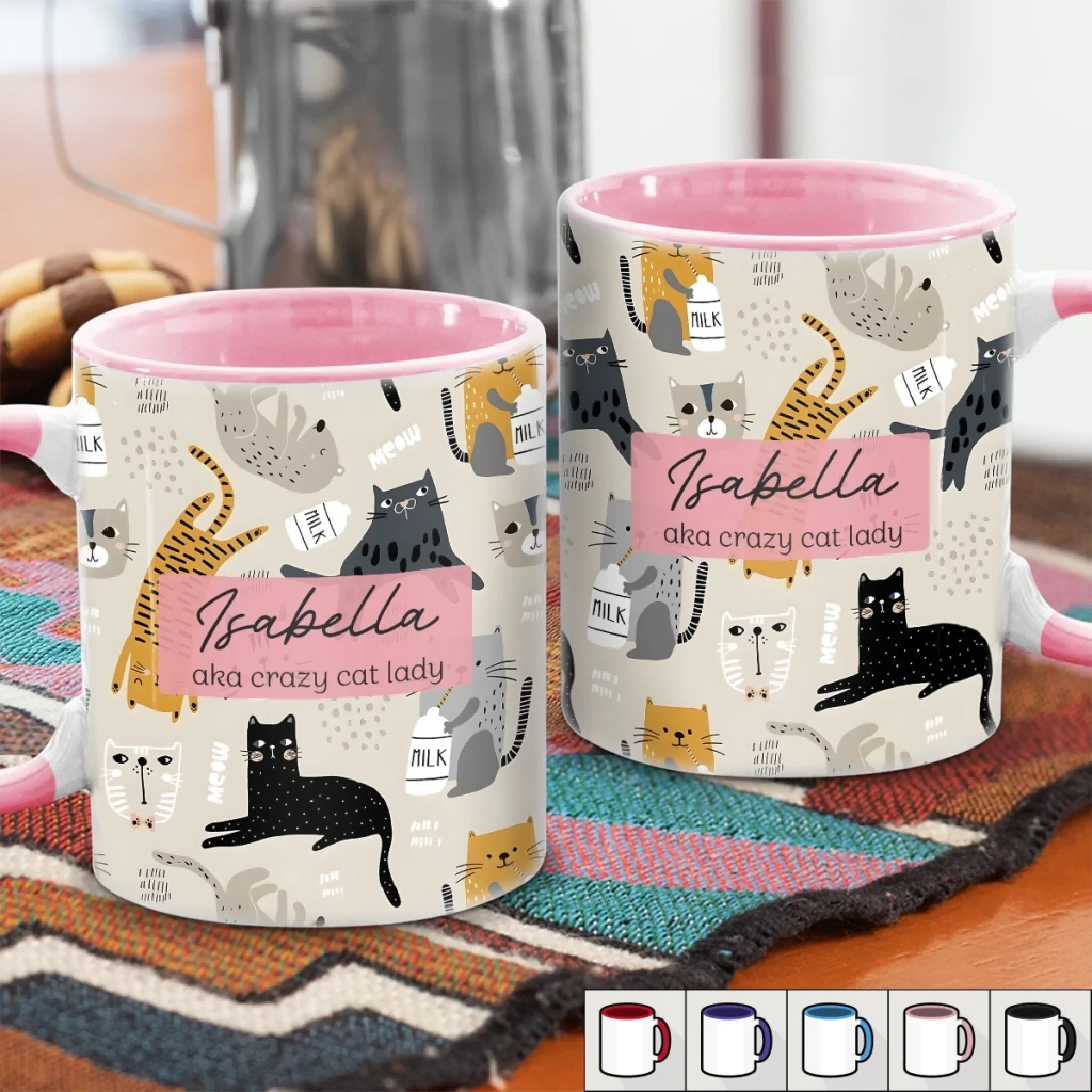 Custom Accent Mug - Personalized Birthday Gifts For Cat Lovers, Cat Mom And Dad - Professional Meow Translator - Image 3