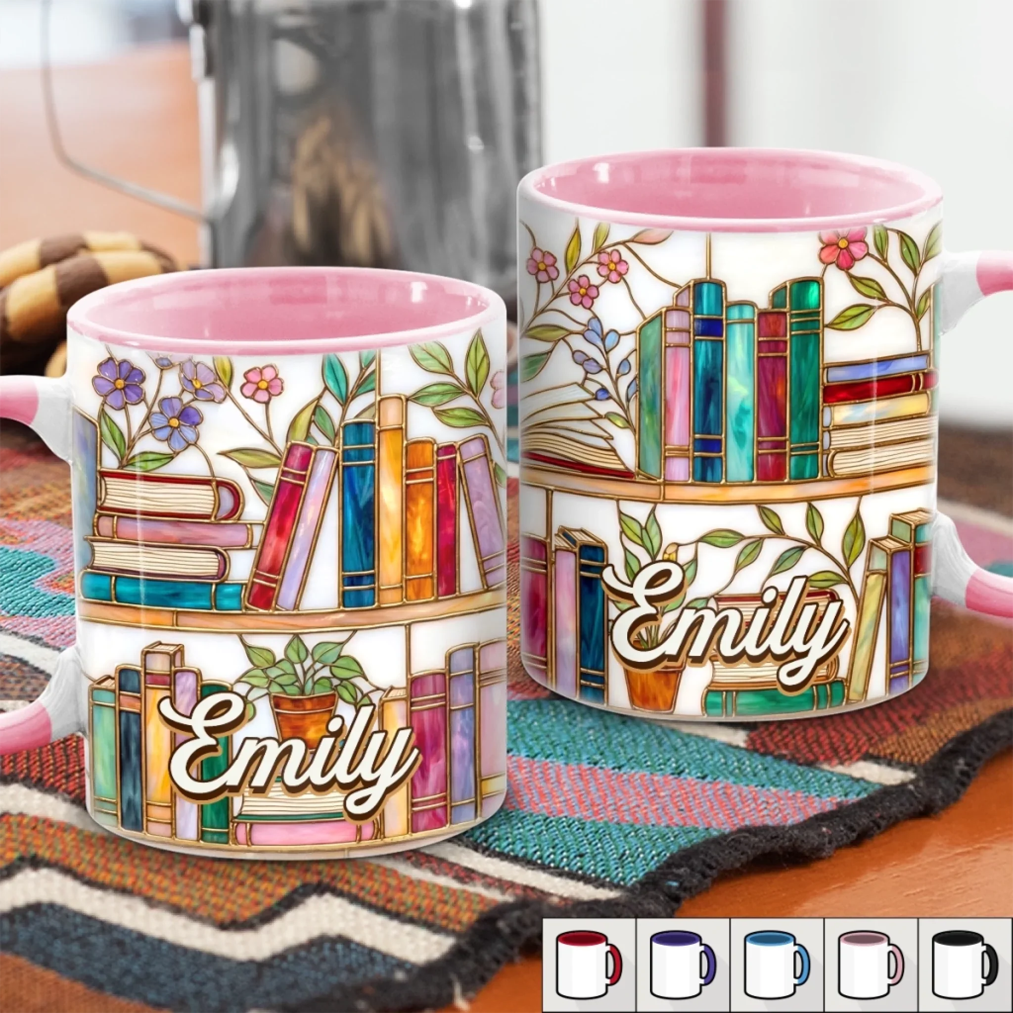 Custom Accent Mug - Personalized Bookish Gifts For Book Lovers, Bookworms, Readers - Read More Stress Less - Image 3