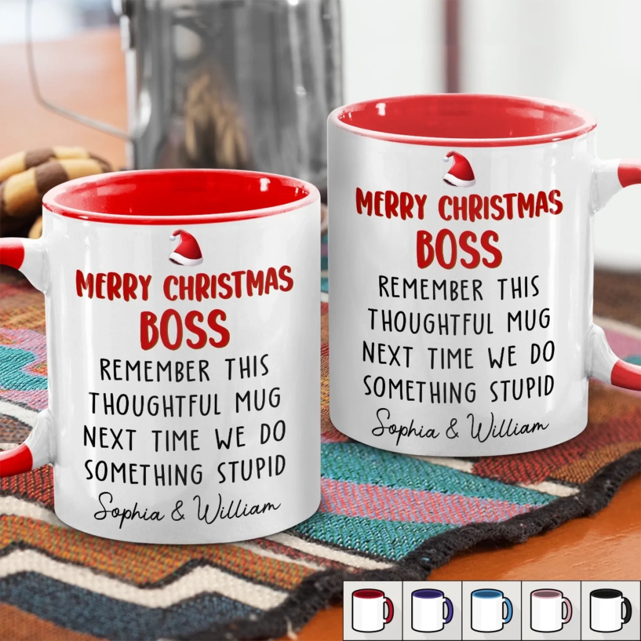 Custom Accent Mug - Personalized Christmas Funny Gifts For Coworker, Work Bestie, Boss - More Cheer Less Stress - Image 3